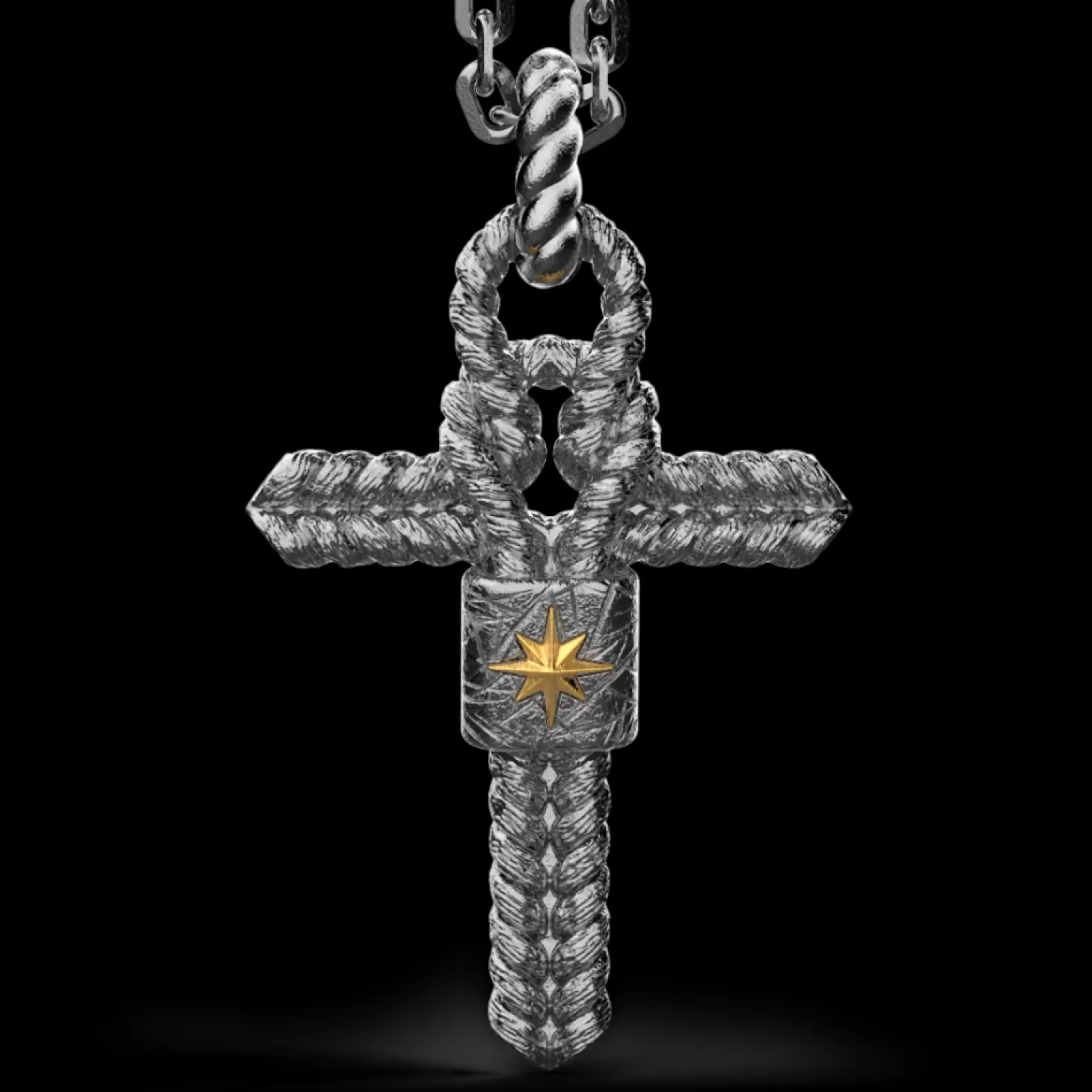 Zancan Gioielli Collana Zancan In Argento Brunito Con Pendente A Croce E Nodo Nautico.> Collane