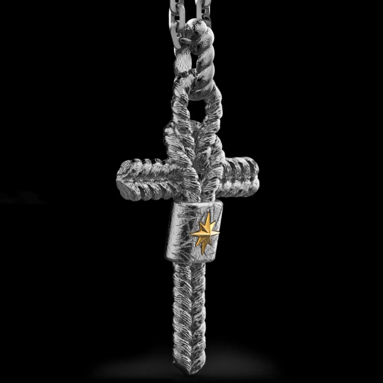 Zancan Gioielli Collana Zancan In Argento Brunito Con Pendente A Croce E Nodo Nautico.> Collane