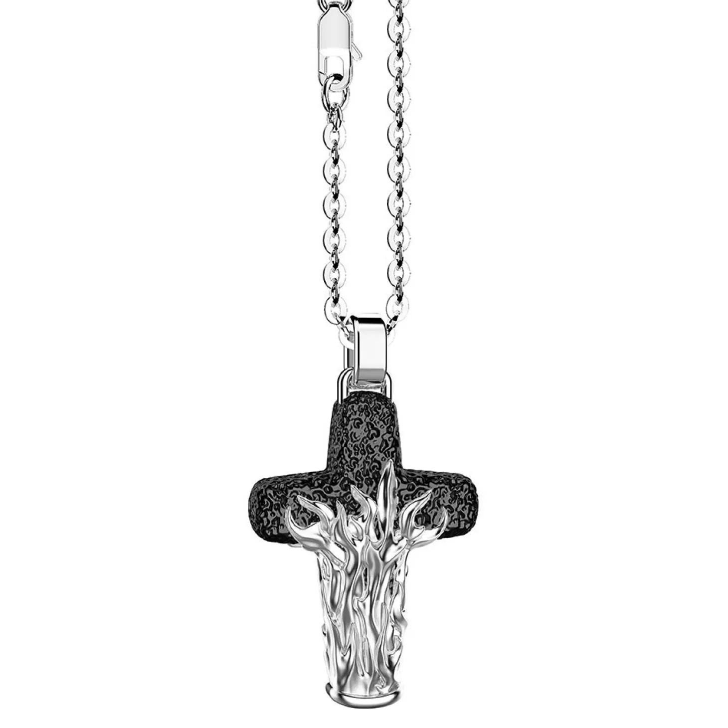 Zancan Gioielli Collana Zancan In Argento Con Pendente A Croce Con Motivo Fiammeggiante.> Collane