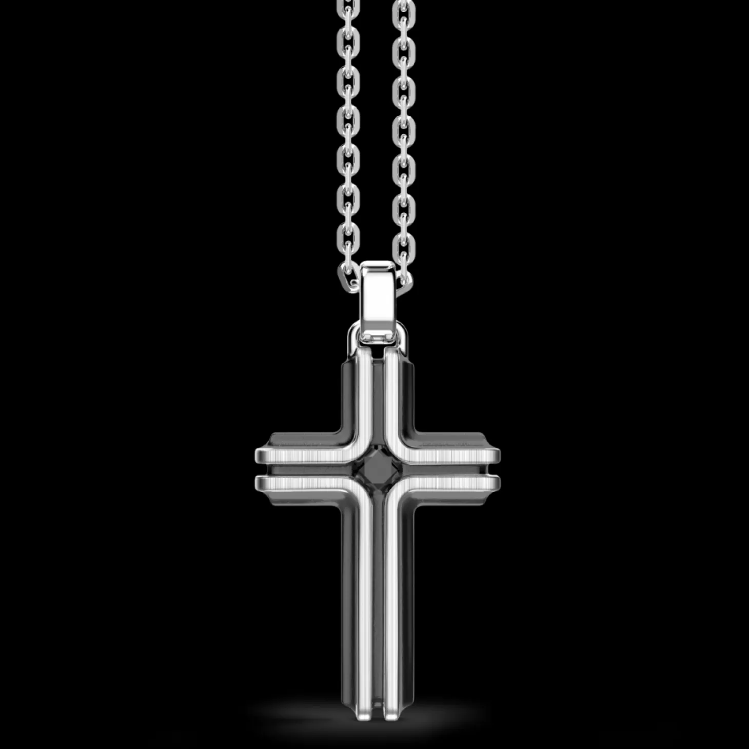 Zancan Gioielli Collana Zancan In Argento Con Pendente A Croce E Pietra Nera.> Collane