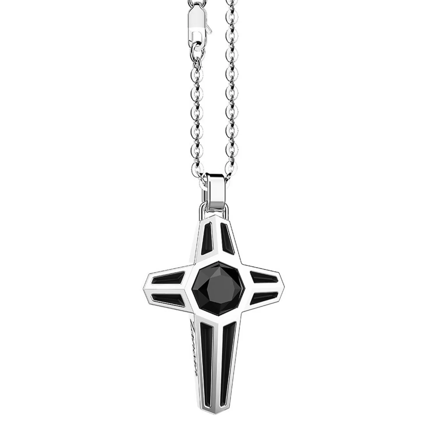Zancan Gioielli Collana Zancan In Argento Con Pendente A Croce E Pietra Nera.> Collane