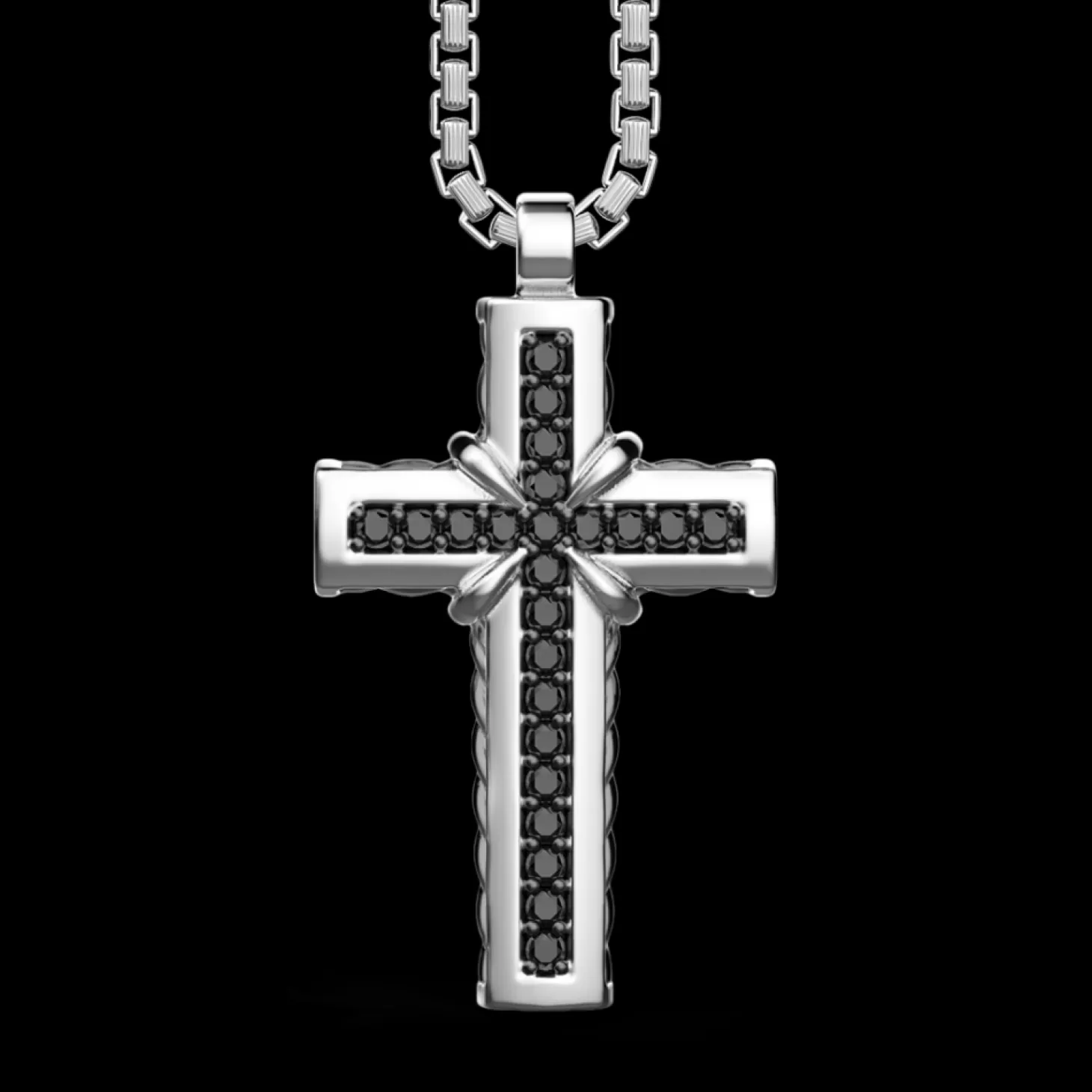 Zancan Gioielli Collana Zancan In Argento Con Pendente A Croce E Pietre Nere.> Collane