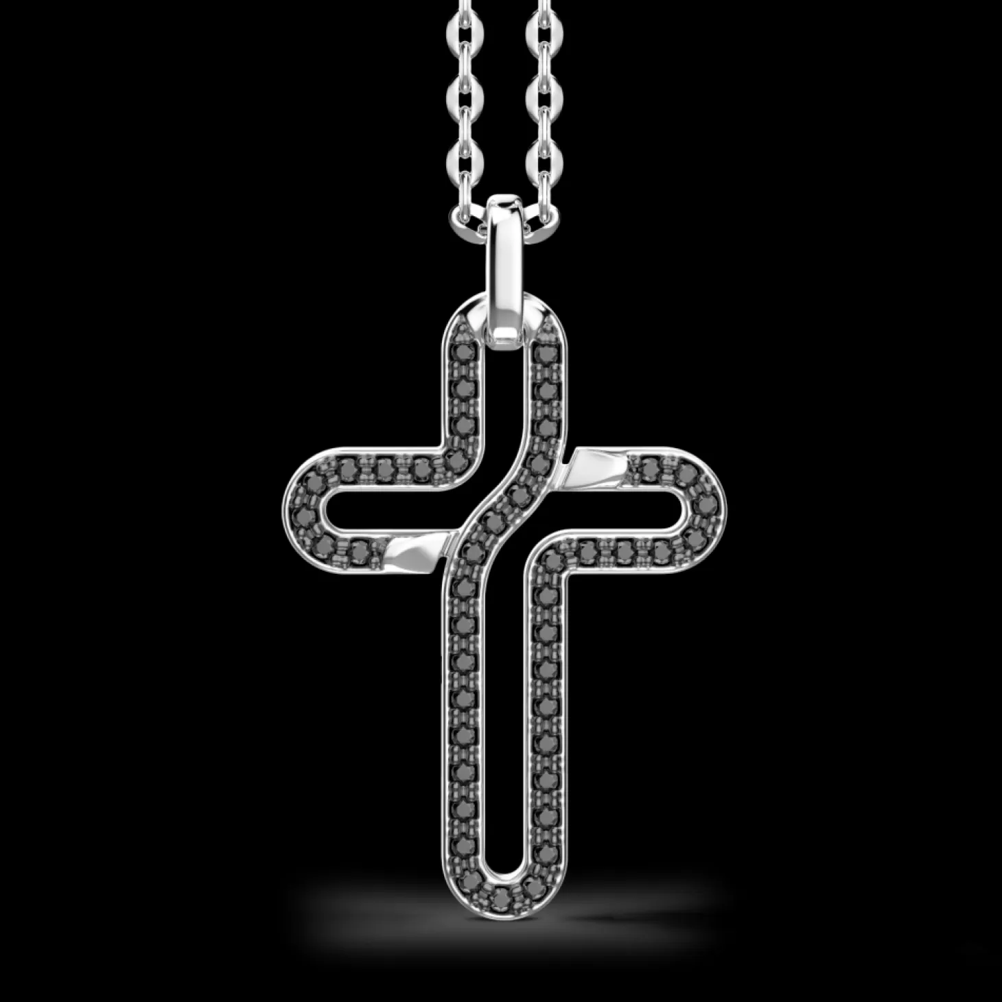 Zancan Gioielli Collana Zancan In Argento Con Pendente A Croce E Pietre Nere.> Collane