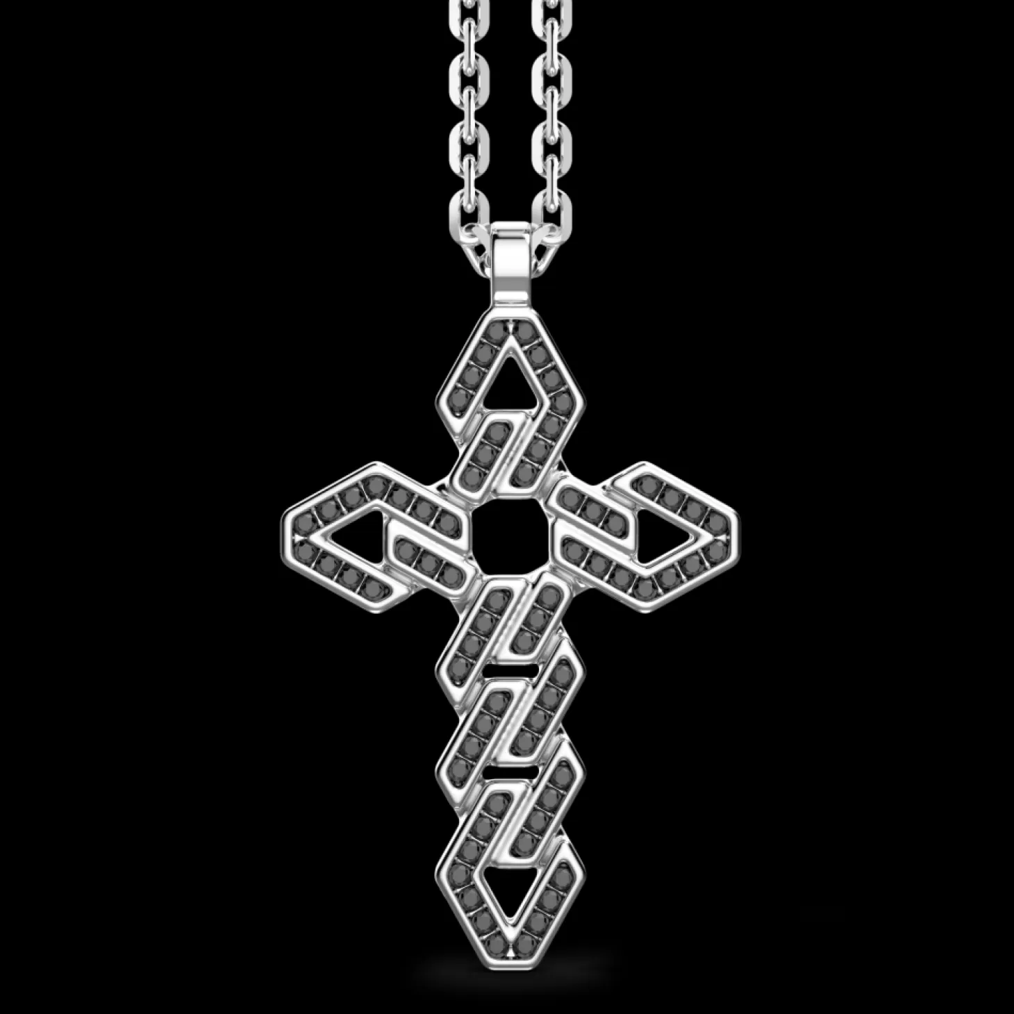 Zancan Gioielli Collana Zancan In Argento Con Pendente A Croce E Pietre Nere.> Collane