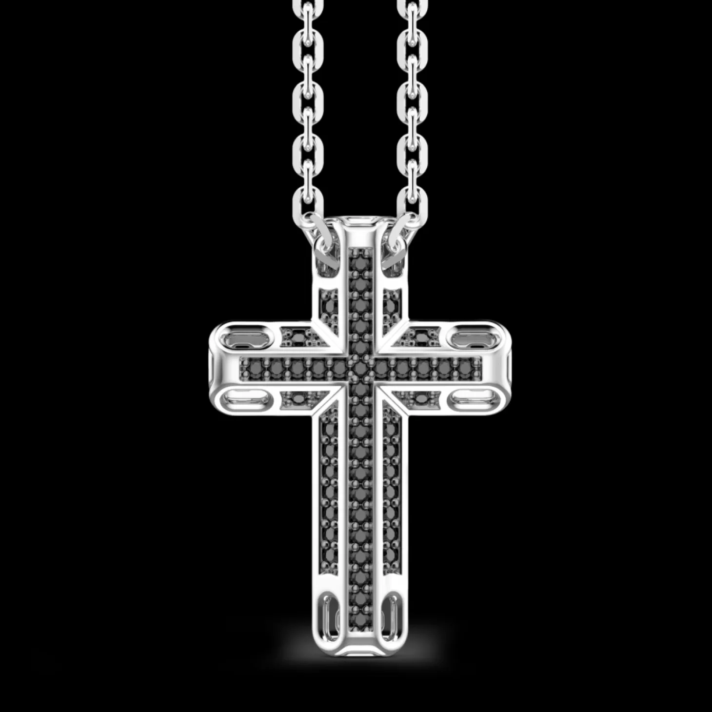 Zancan Gioielli Collana Zancan In Argento Con Pendente A Croce E Pietre Nere.> Collane