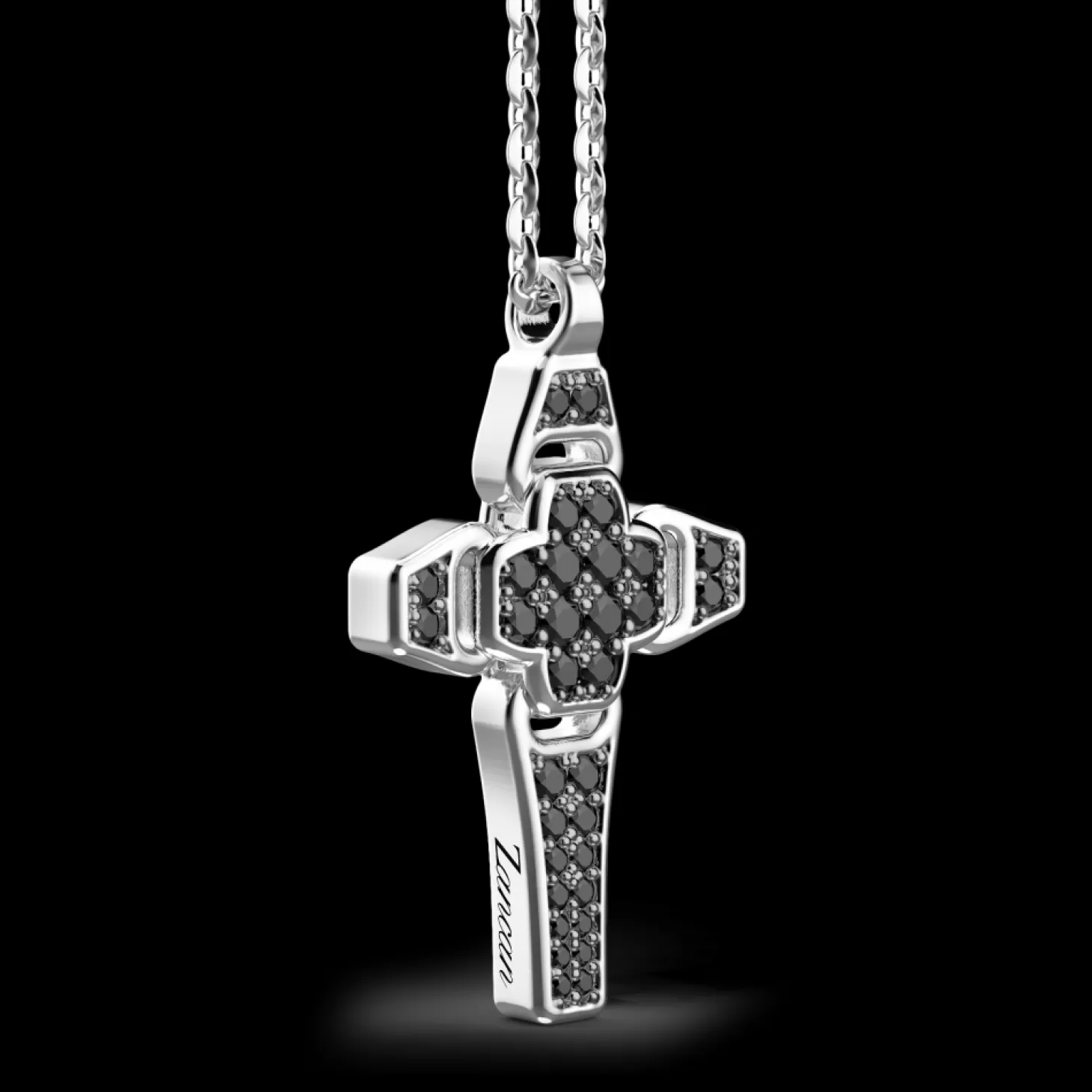 Zancan Gioielli Collana Zancan In Argento Con Pendente A Croce E Pietre Nere.> Collane