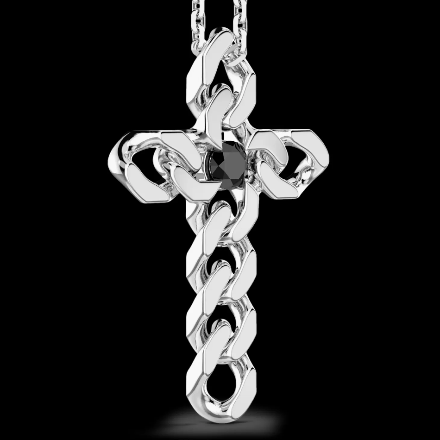 Zancan Gioielli Collana Zancan In Argento Con Pendente A Croce E Pietre Nere.> Collane