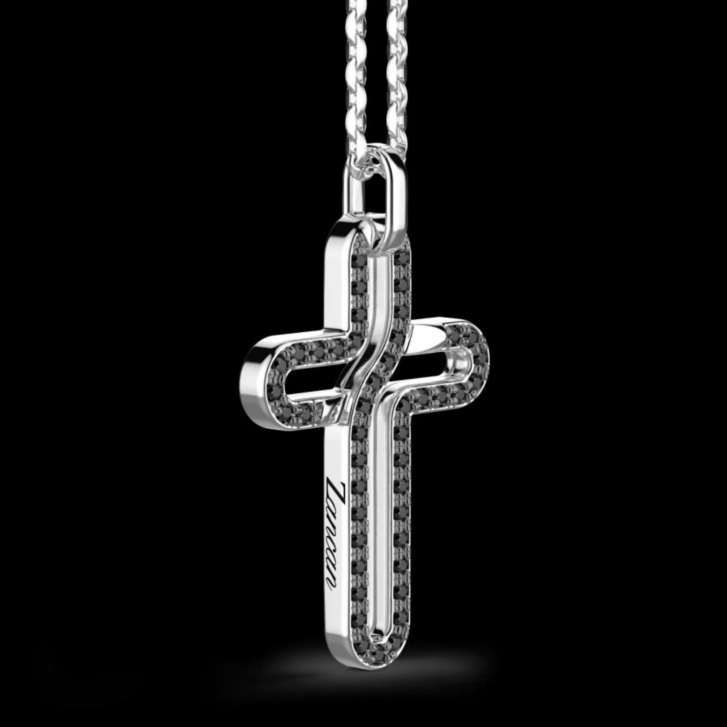 Zancan Gioielli Collana Zancan In Argento Con Pendente A Croce E Pietre Nere.> Collane