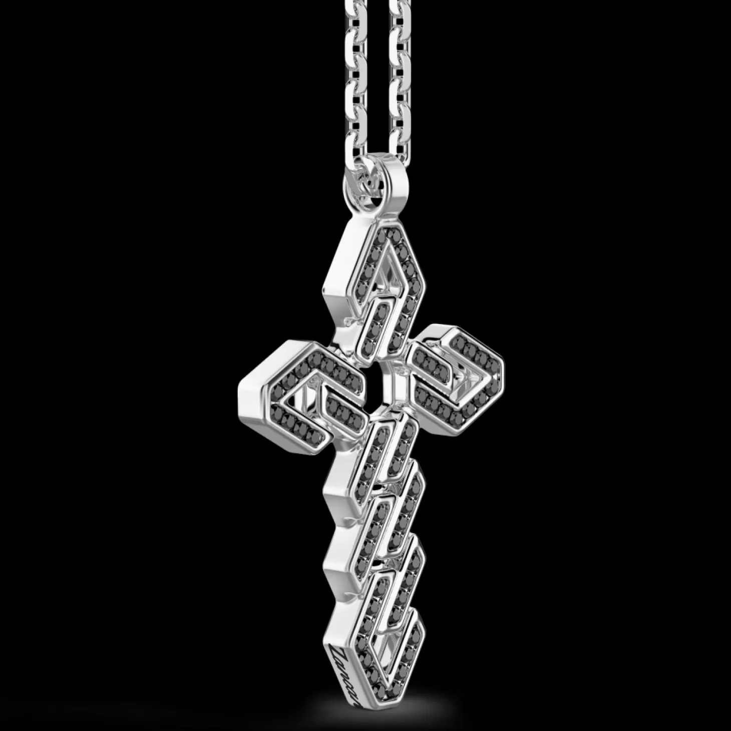 Zancan Gioielli Collana Zancan In Argento Con Pendente A Croce E Pietre Nere.> Collane
