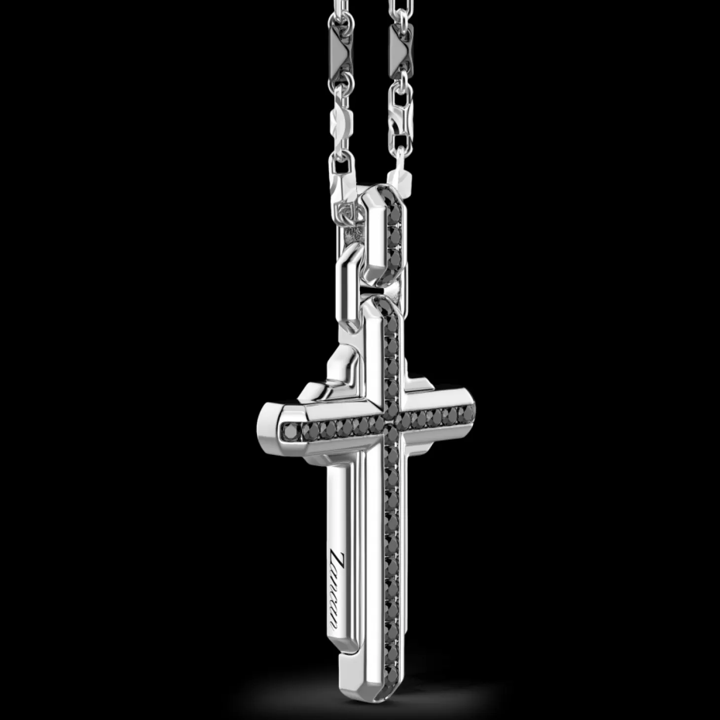 Zancan Gioielli Collana Zancan In Argento Con Pendente A Croce E Pietre Nere.> Collane