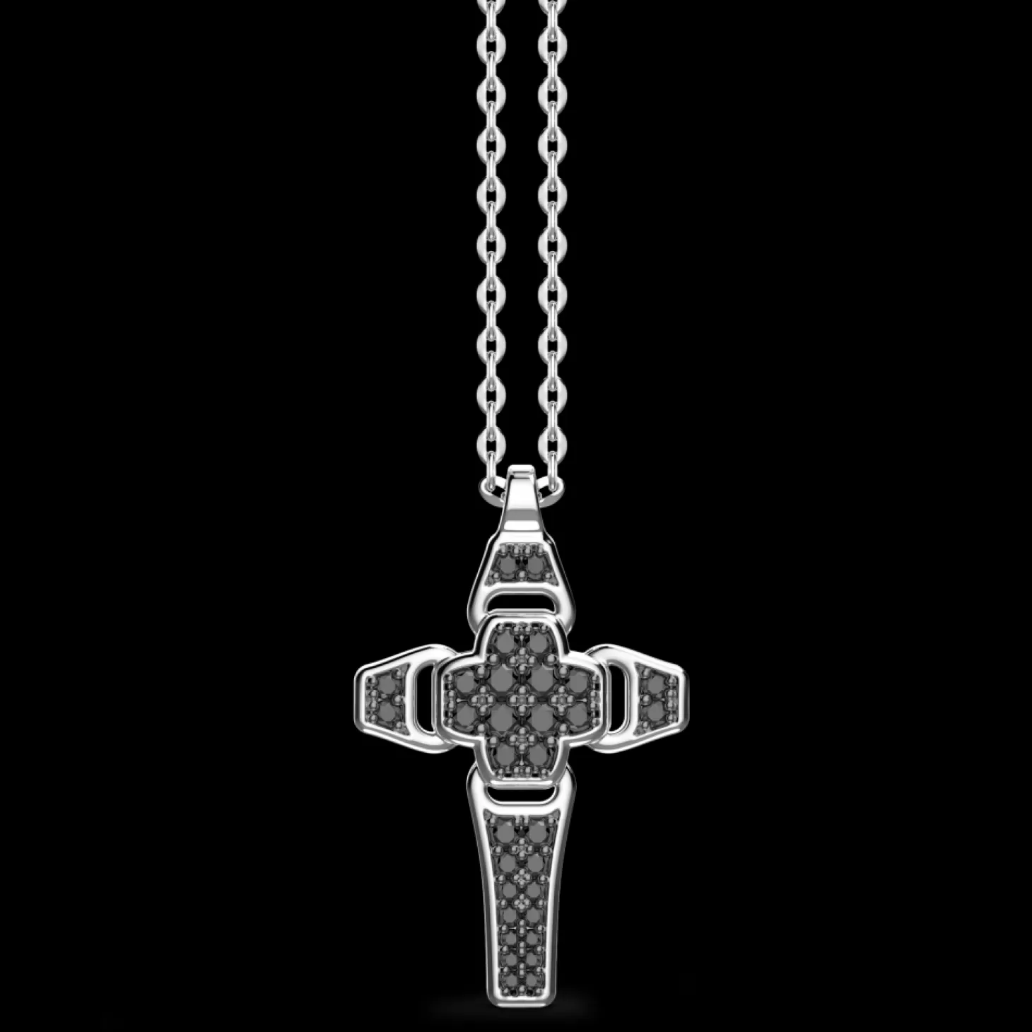 Zancan Gioielli Collana Zancan In Argento Con Pendente A Croce E Pietre Nere.> Collane