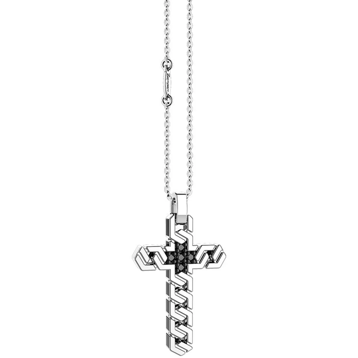 Zancan Gioielli Collana Zancan In Argento Con Pendente A Croce E Pietre Nere.> Collane