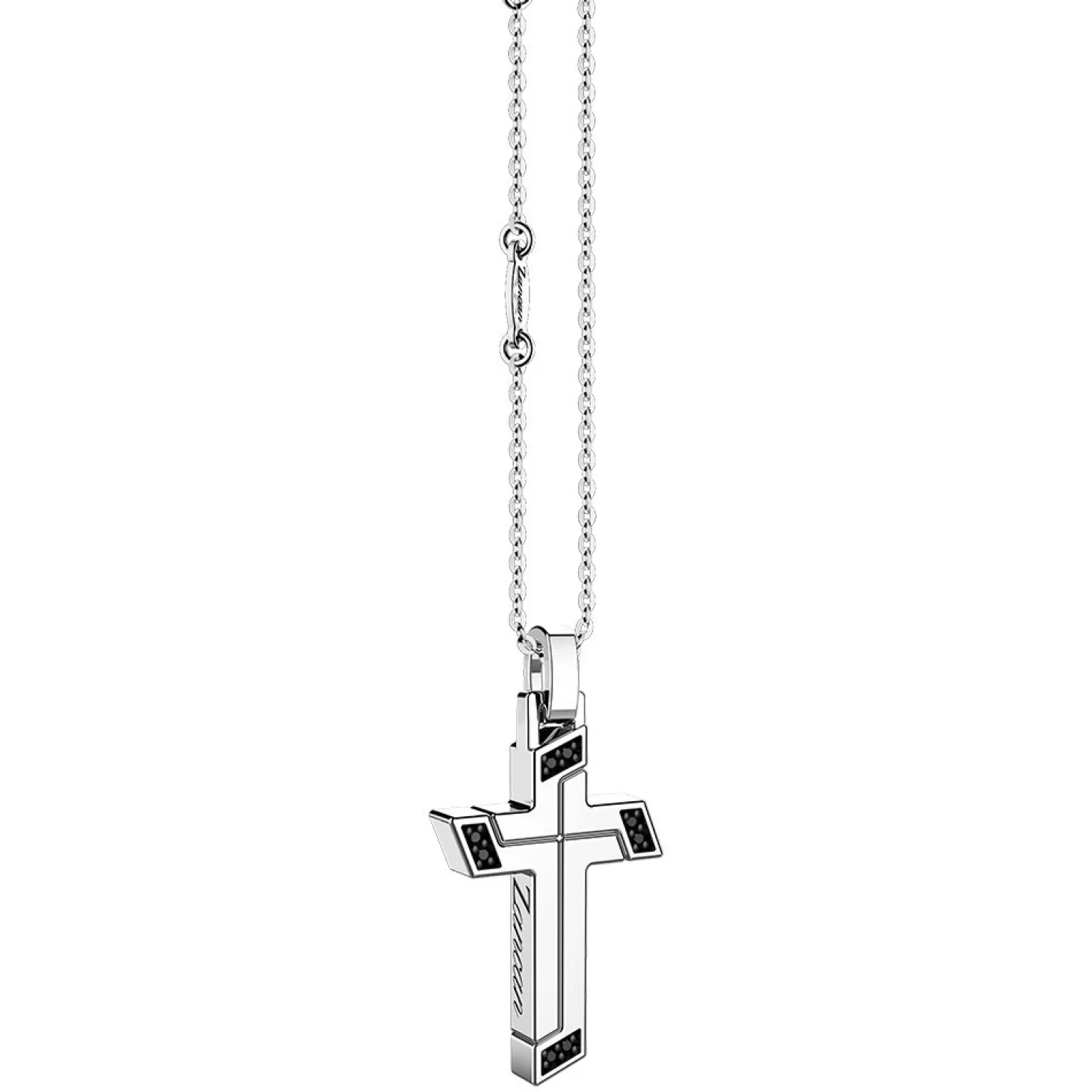 Zancan Gioielli Collana Zancan In Argento Con Pendente A Croce E Pietre Nere.> Collane