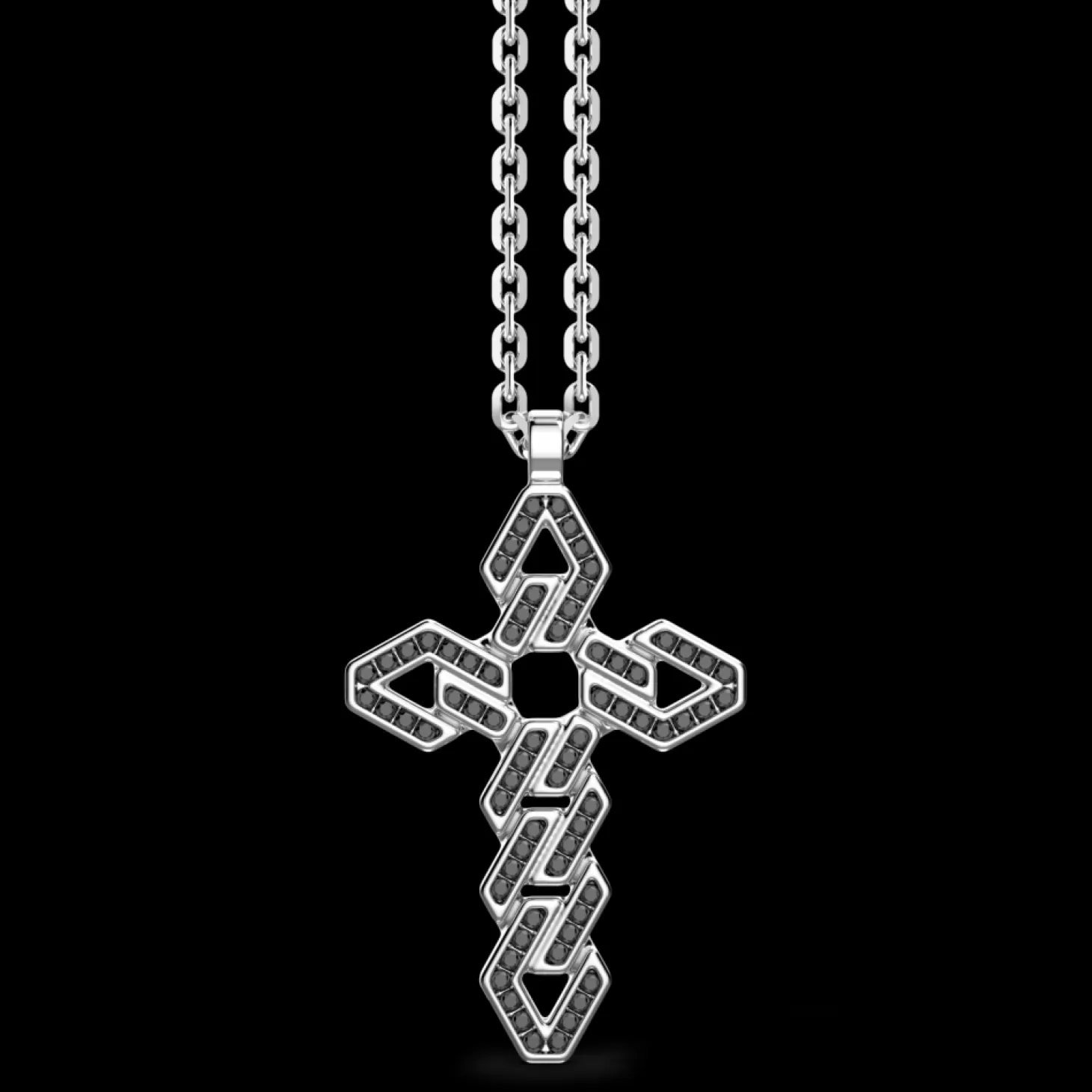 Zancan Gioielli Collana Zancan In Argento Con Pendente A Croce E Pietre Nere.> Collane