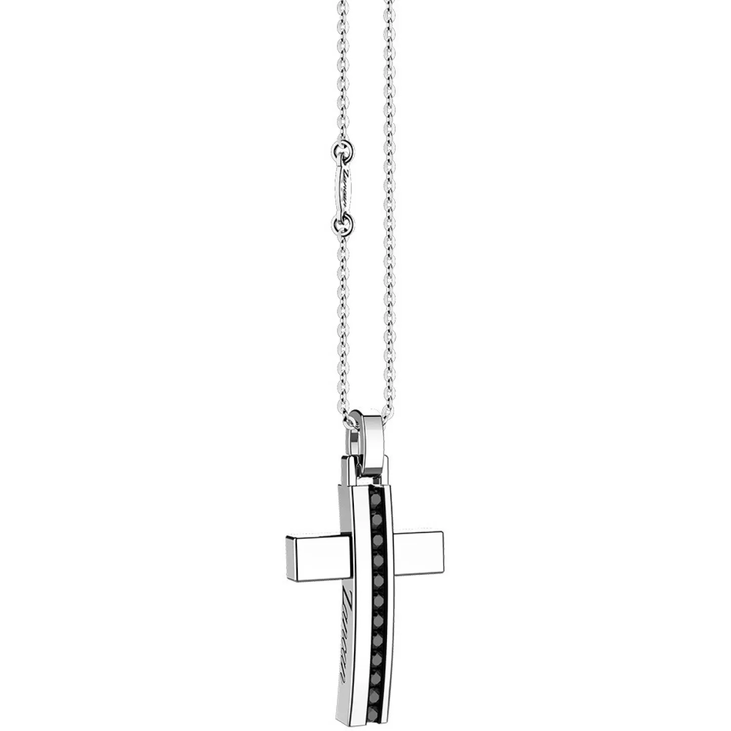 Zancan Gioielli Collana Zancan In Argento Con Pendente A Croce E Pietre Nere.> Collane