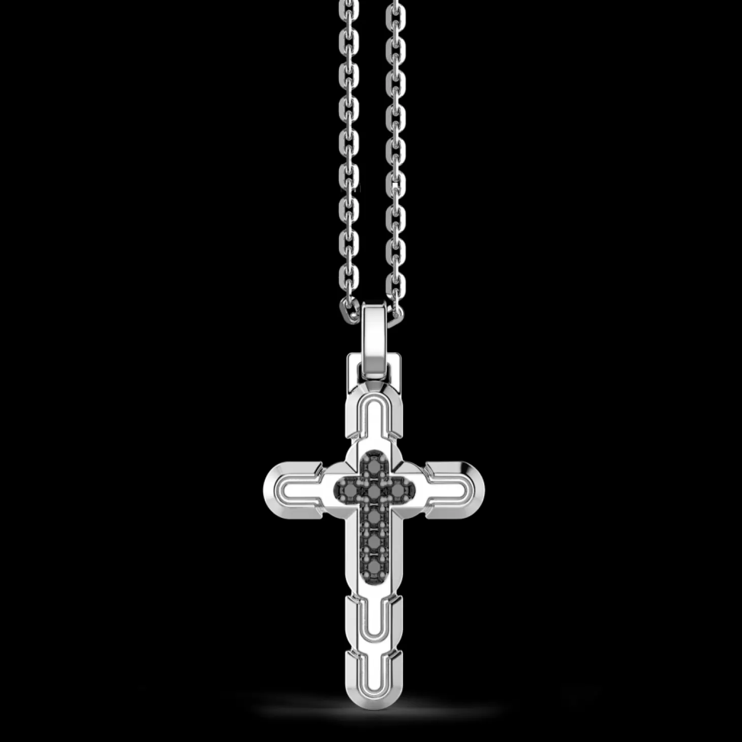 Zancan Gioielli Collana Zancan In Argento Con Pendente A Croce E Pietre Nere.> Collane