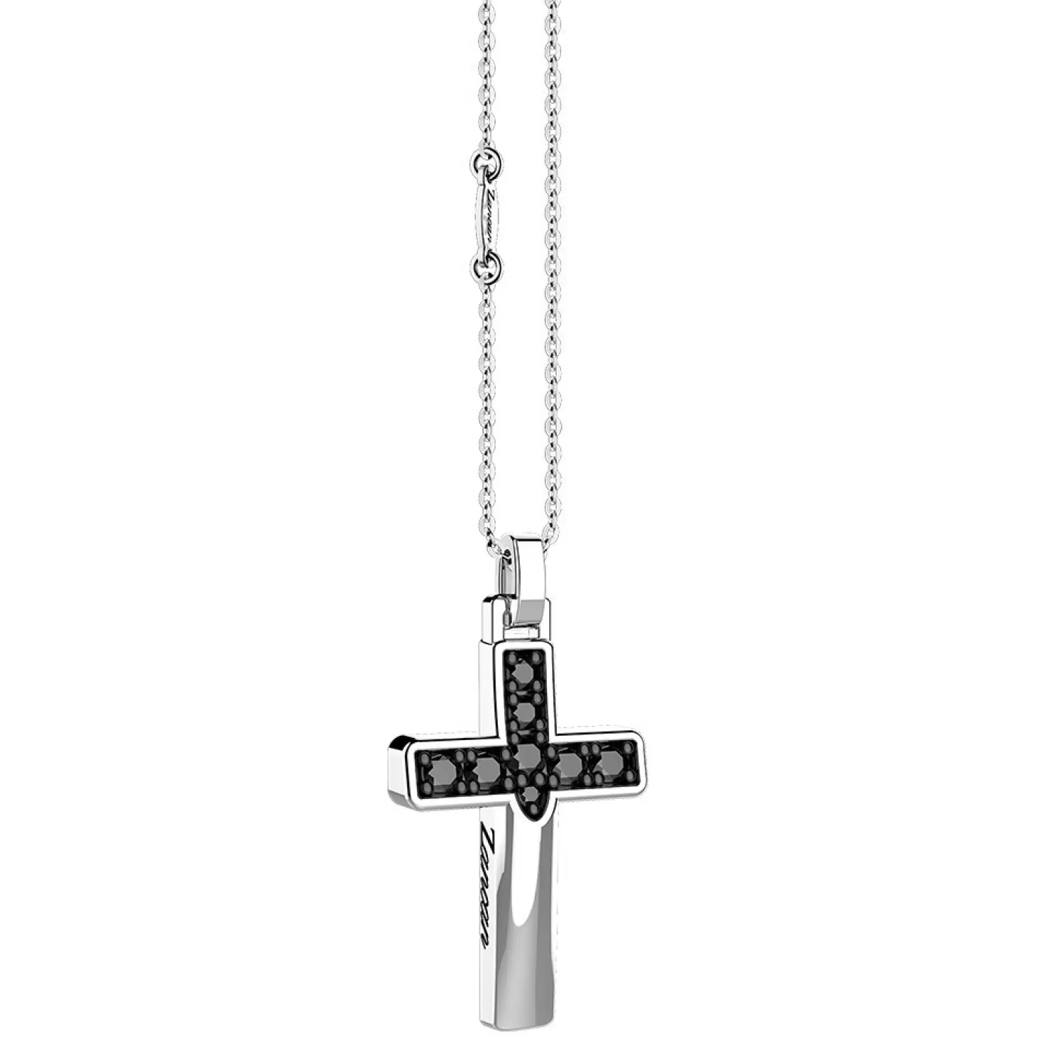 Zancan Gioielli Collana Zancan In Argento Con Pendente A Croce E Pietre Nere.> Collane