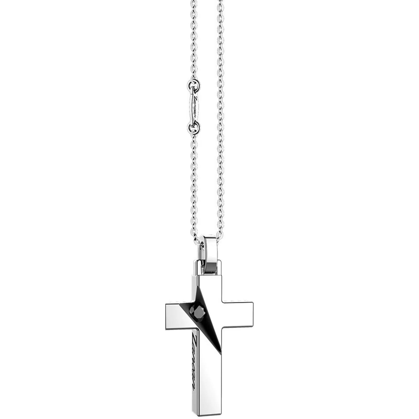 Zancan Gioielli Collana Zancan In Argento Con Pendente A Croce E Pietre Nere.> Collane