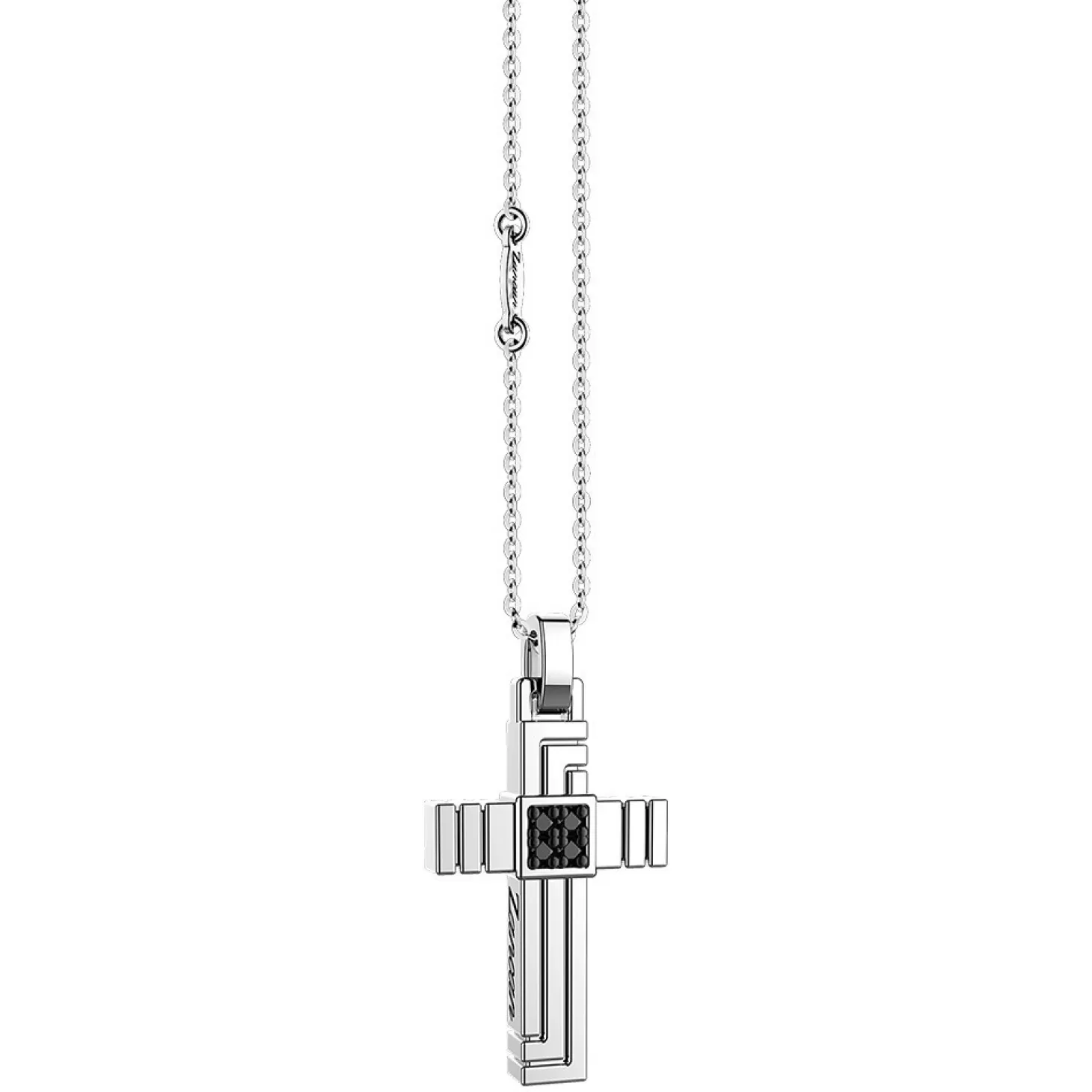 Zancan Gioielli Collana Zancan In Argento Con Pendente A Croce E Pietre Nere.> Collane
