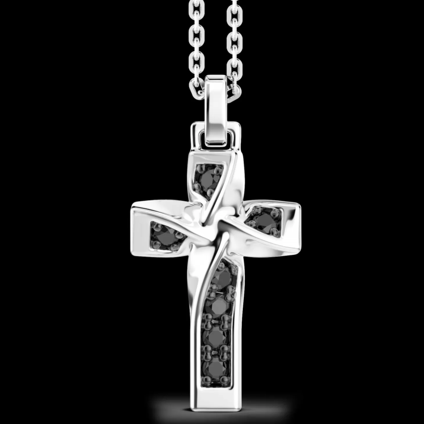 Zancan Gioielli Collana Zancan In Argento Con Pendente A Croce E Spinelli Neri.> Collane