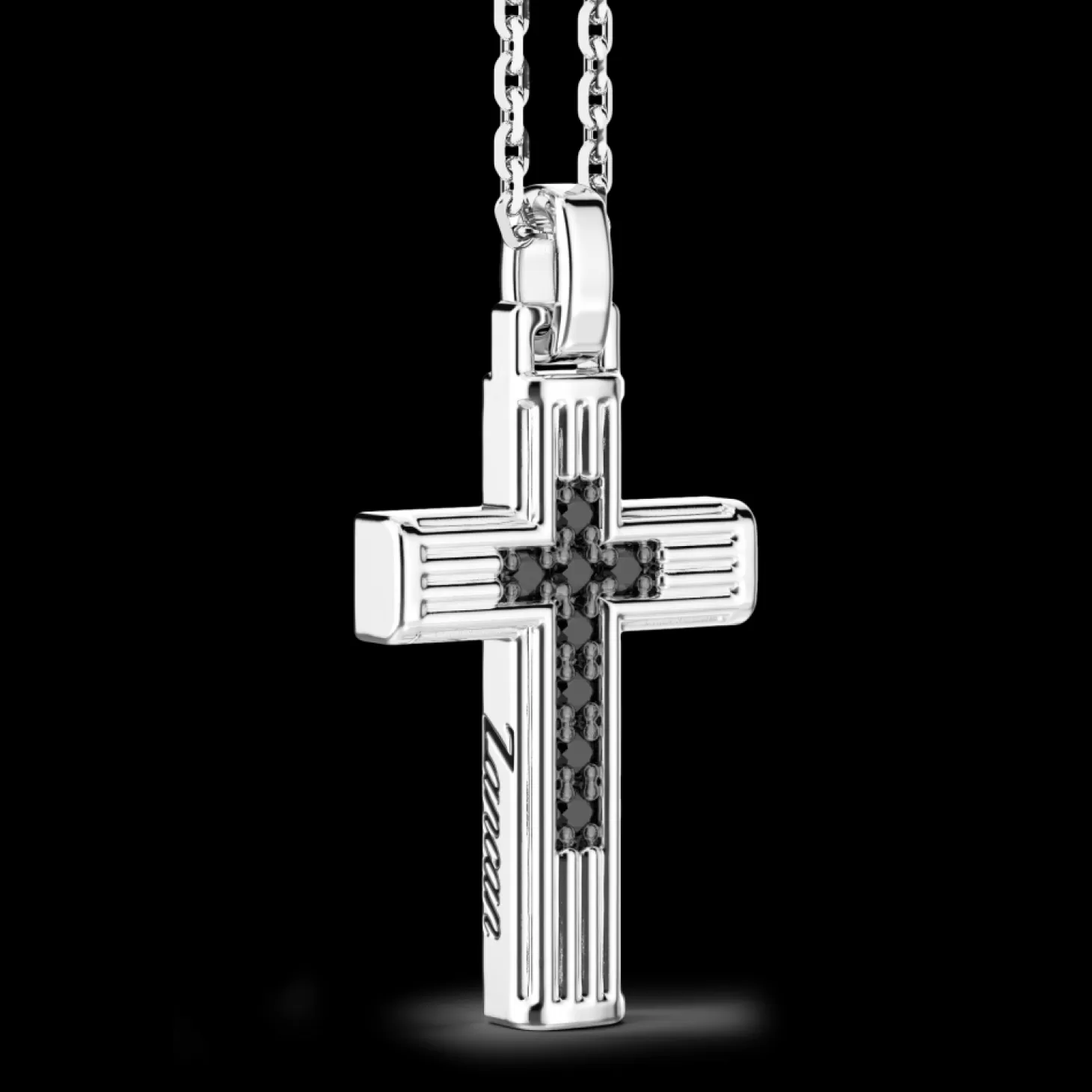 Zancan Gioielli Collana Zancan In Argento Con Pendente A Croce E Spinelli Neri.> Collane