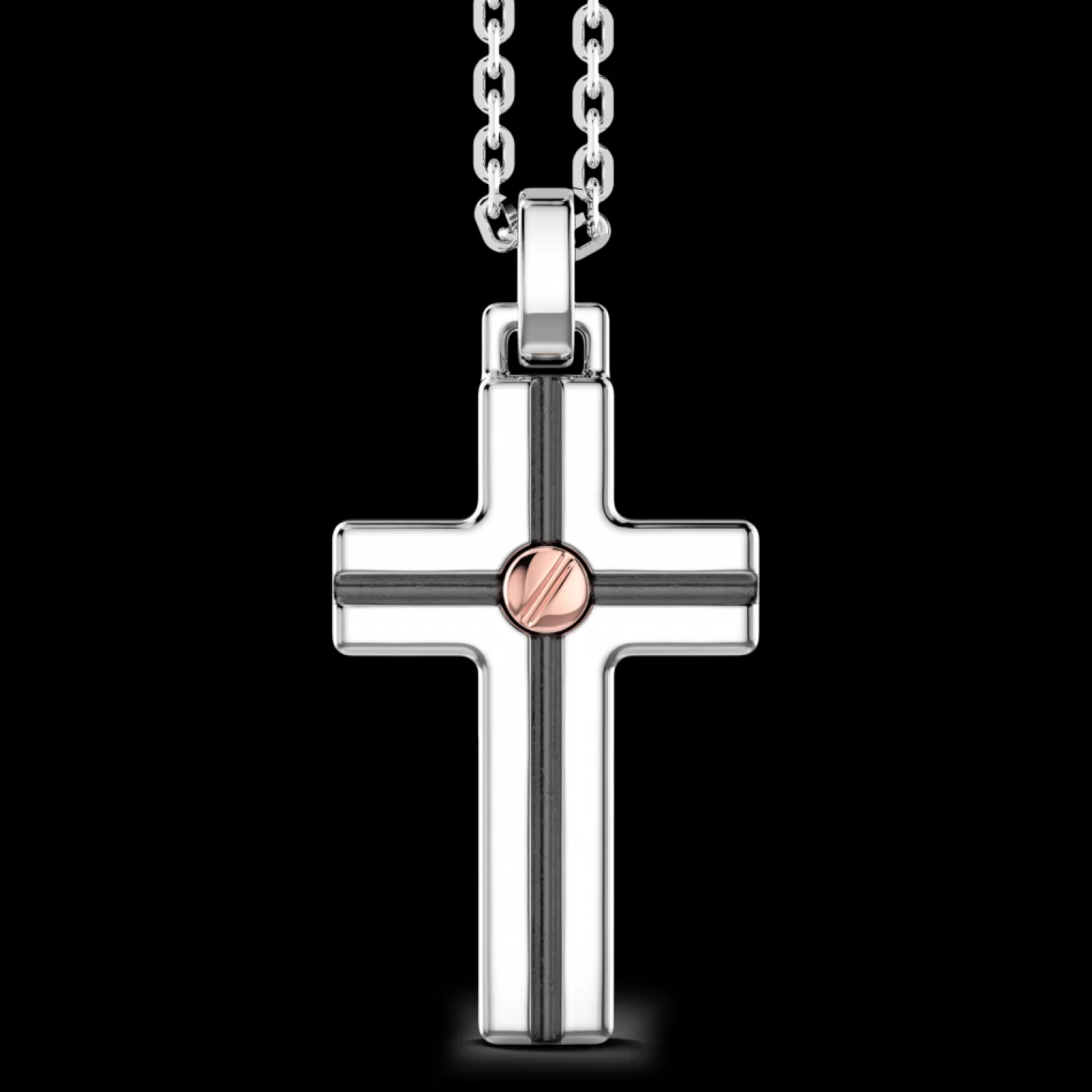Zancan Gioielli Collana Zancan In Argento Con Pendente A Croce E Vite In Oro Rosa.> Collane