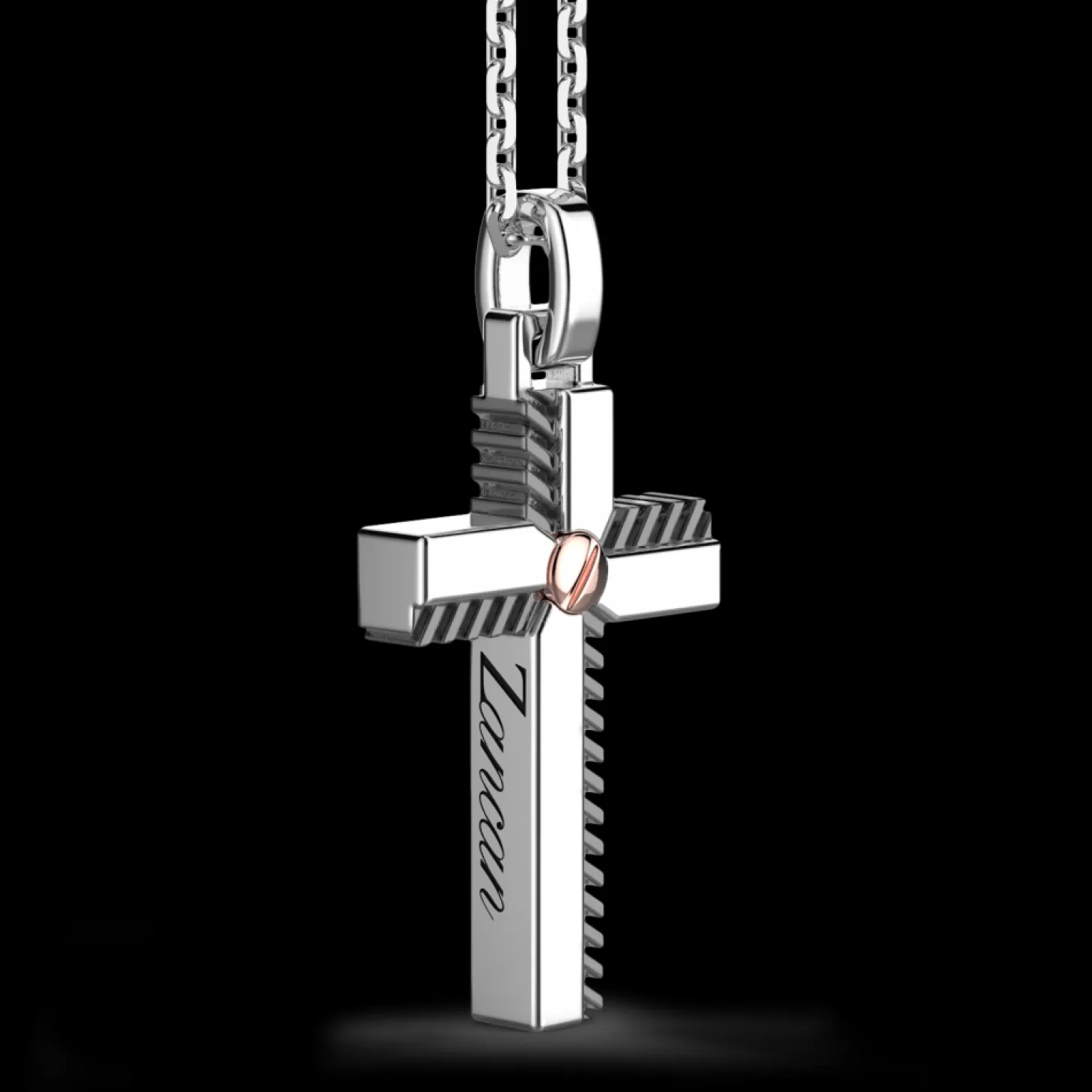Zancan Gioielli Collana Zancan In Argento Con Pendente A Croce E Vite In Oro Rosa.> Collane