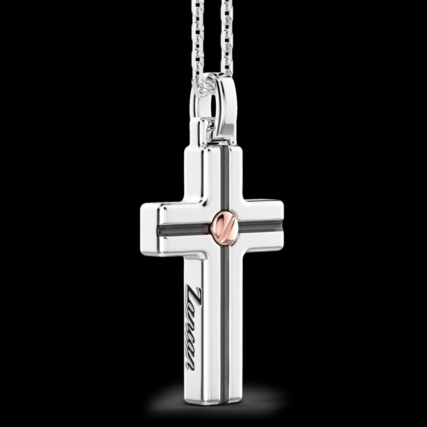Zancan Gioielli Collana Zancan In Argento Con Pendente A Croce E Vite In Oro Rosa.> Collane
