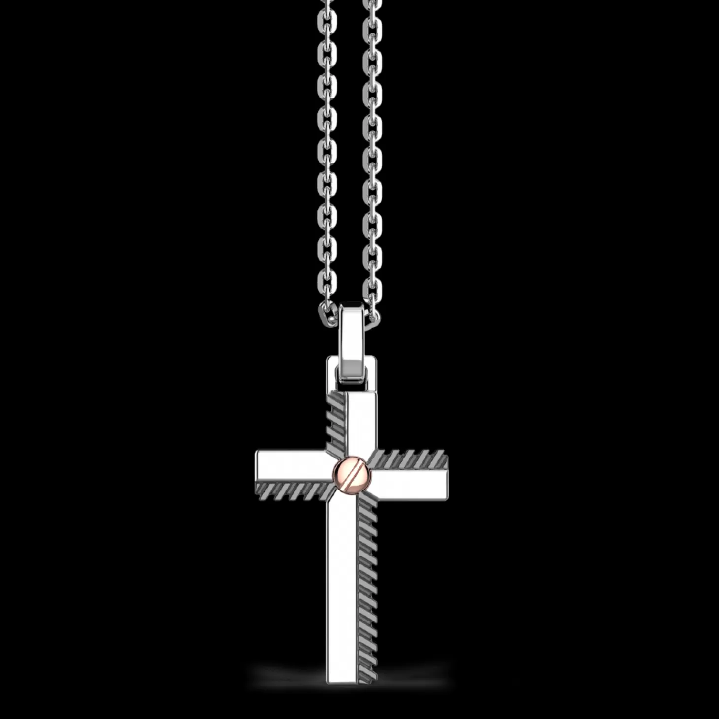 Zancan Gioielli Collana Zancan In Argento Con Pendente A Croce E Vite In Oro Rosa.> Collane