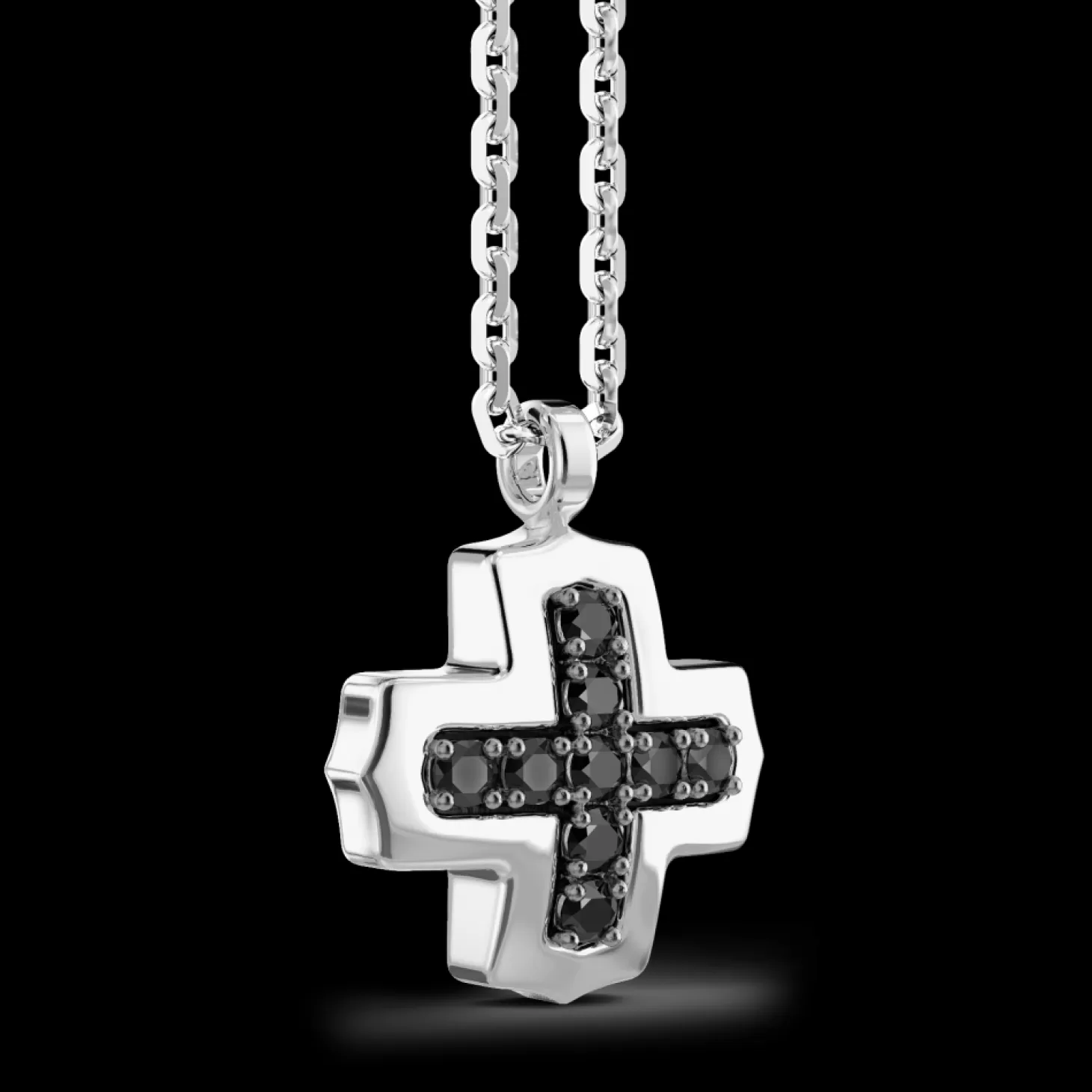 Zancan Gioielli Collana Zancan In Argento Con Pendente A Croce Greca E Pietre Nere.> Collane