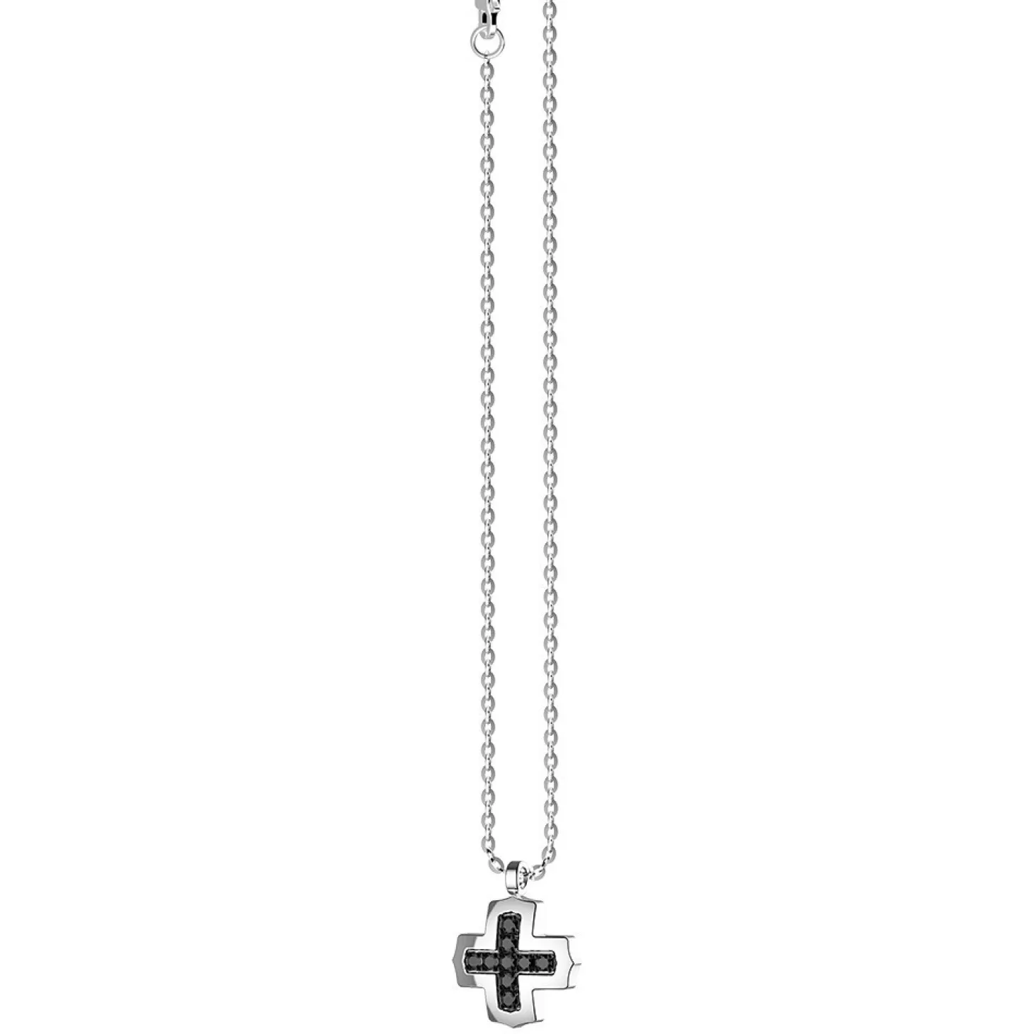 Zancan Gioielli Collana Zancan In Argento Con Pendente A Croce Greca E Pietre Nere.> Collane
