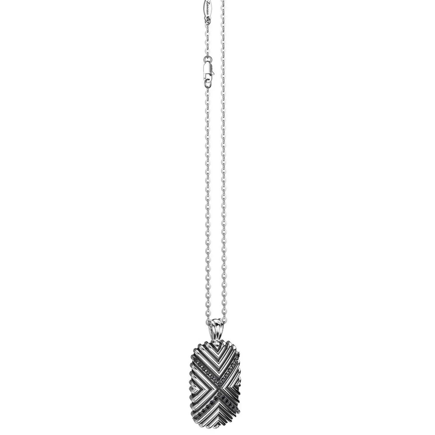 Zancan Gioielli Collana Zancan In Argento Con Pendente A Targa E Pietre Nere.> Collane