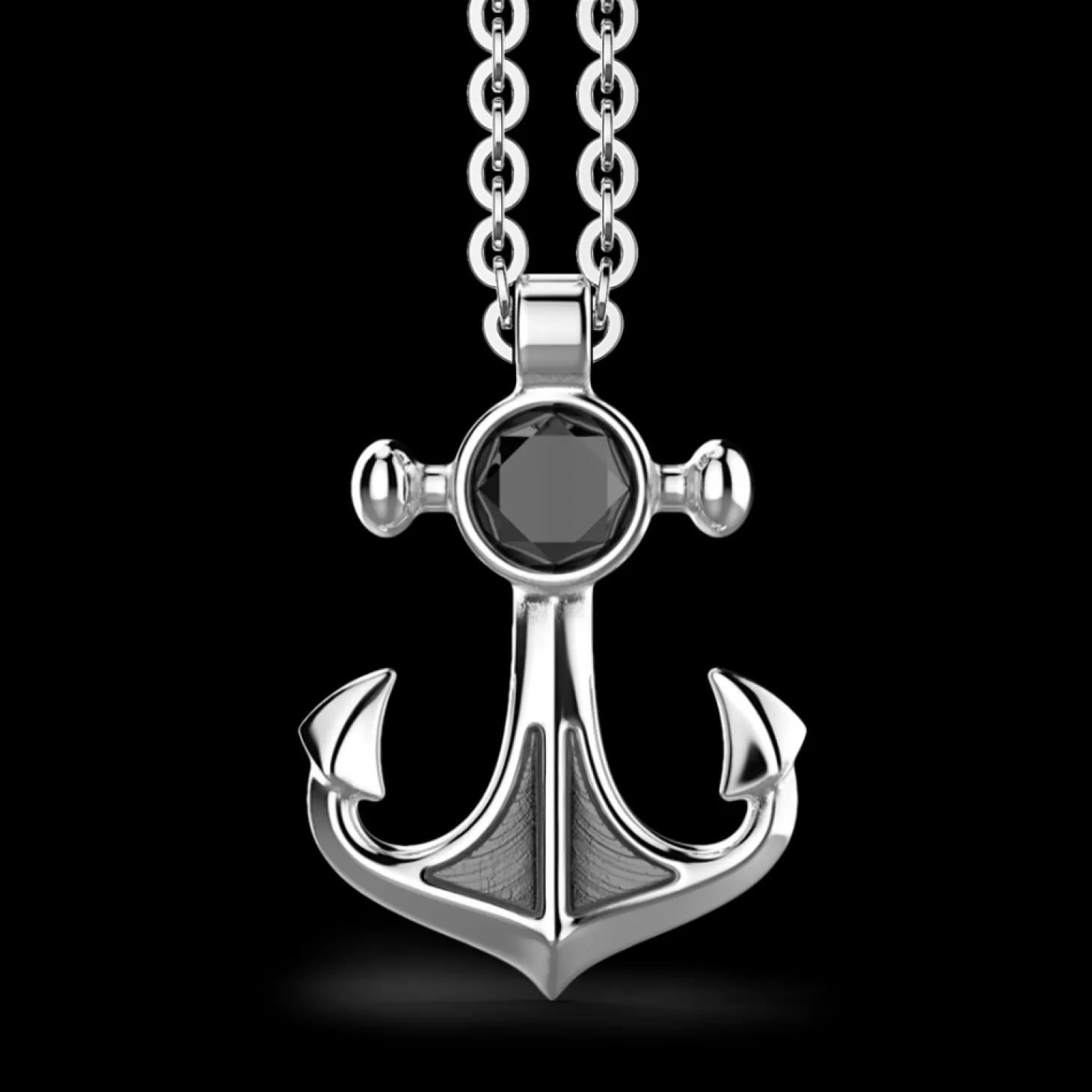 Zancan Gioielli Collana Zancan In Argento Con Pendente Ad Ancora E Pietra Nera.> Collane