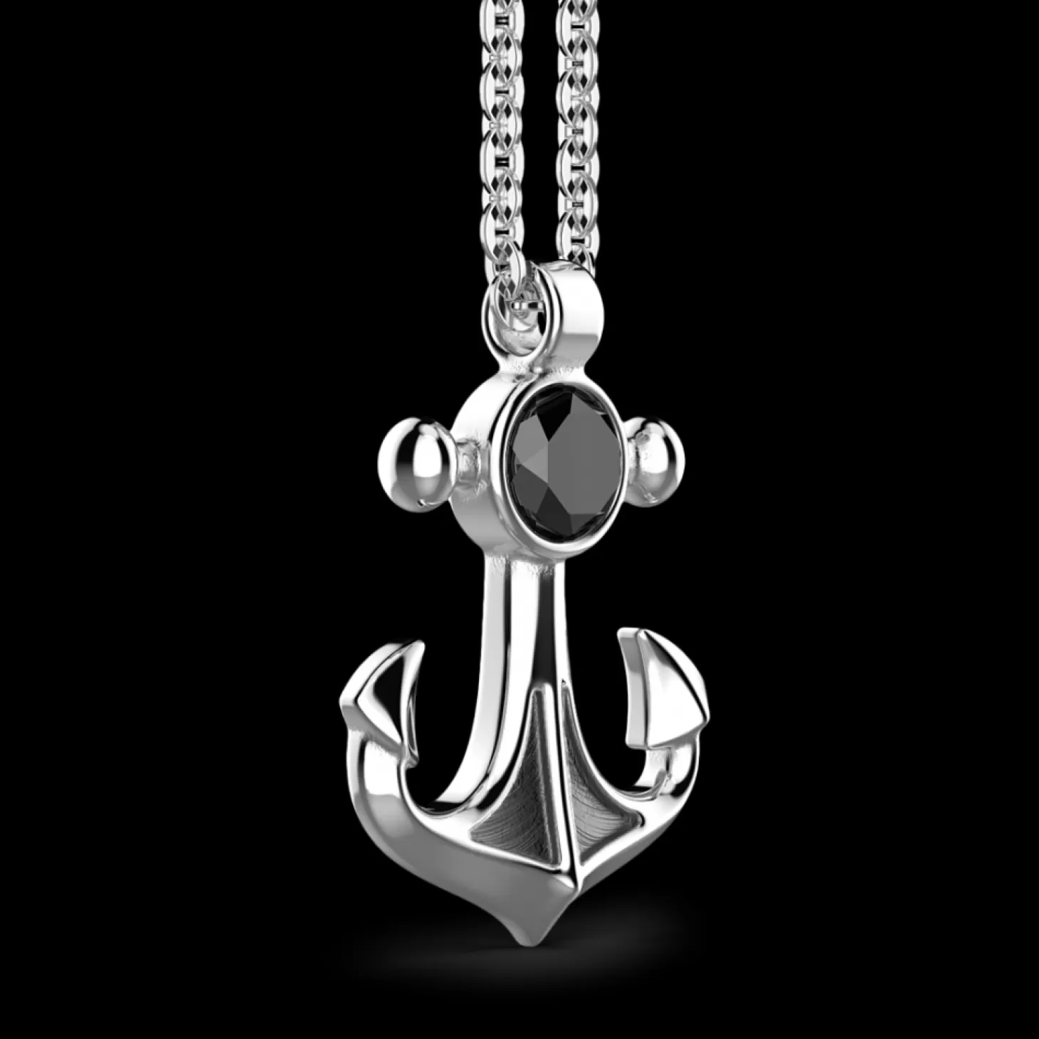 Zancan Gioielli Collana Zancan In Argento Con Pendente Ad Ancora E Pietra Nera.> Collane