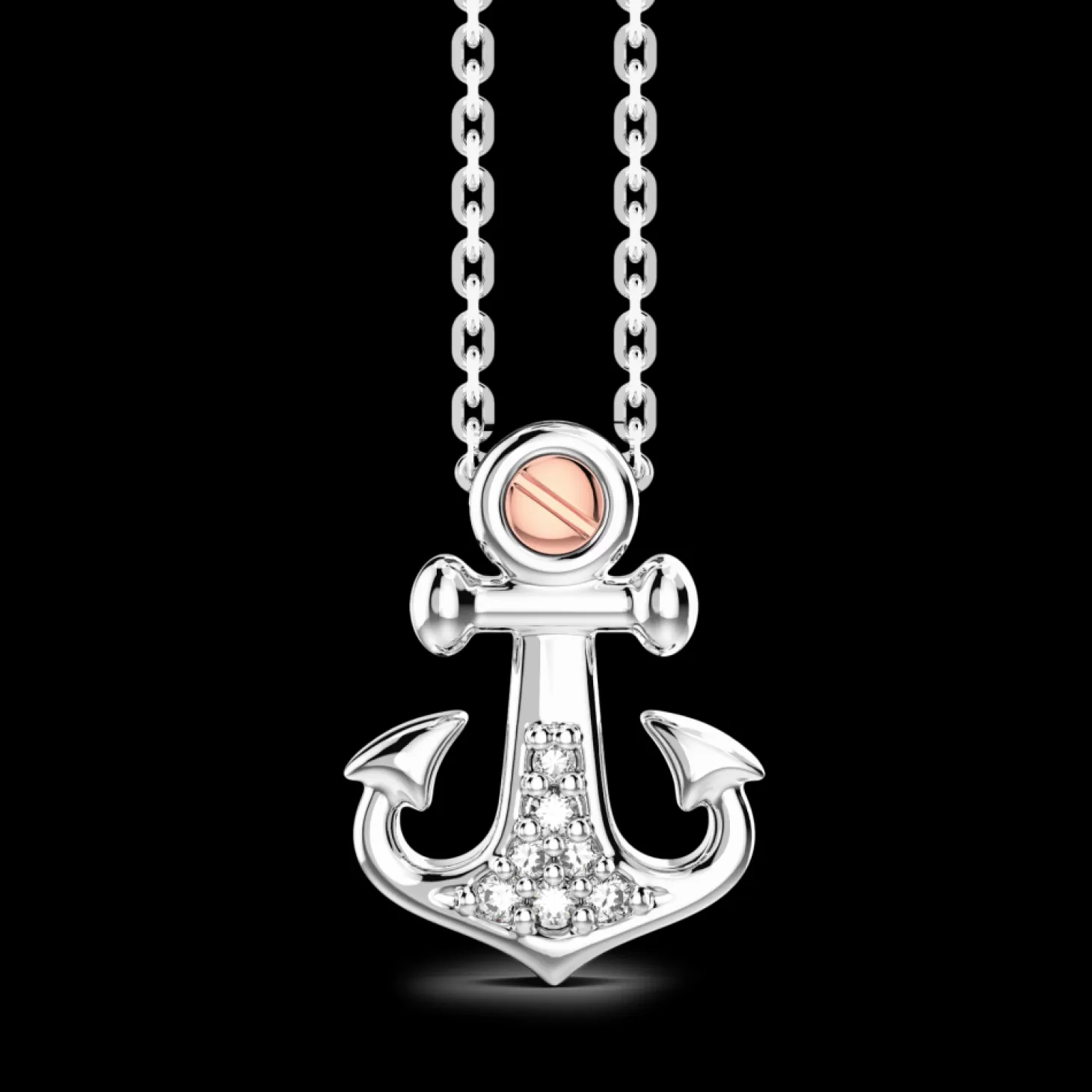 Zancan Gioielli Collana Zancan In Argento Con Pendente Ad Ancora E Pietre Bianche.> Collane