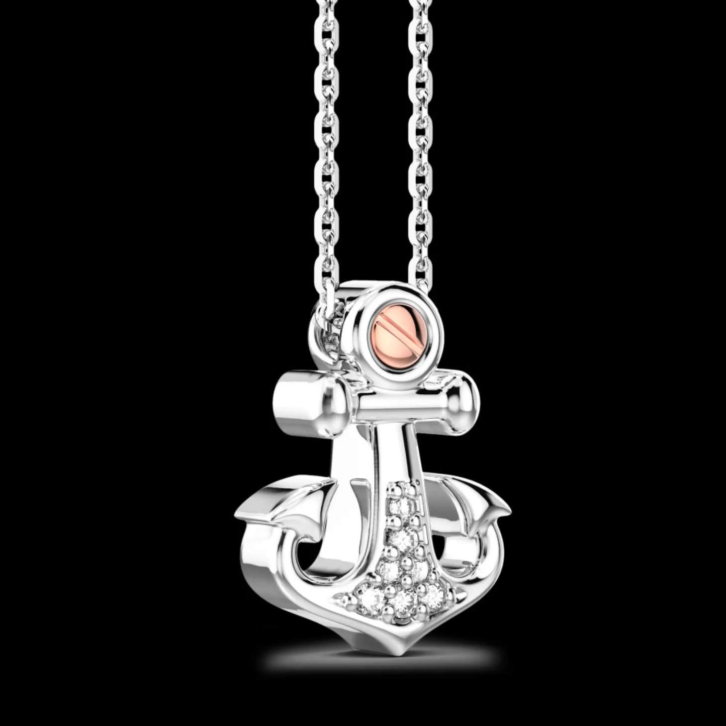 Zancan Gioielli Collana Zancan In Argento Con Pendente Ad Ancora E Pietre Bianche.> Collane