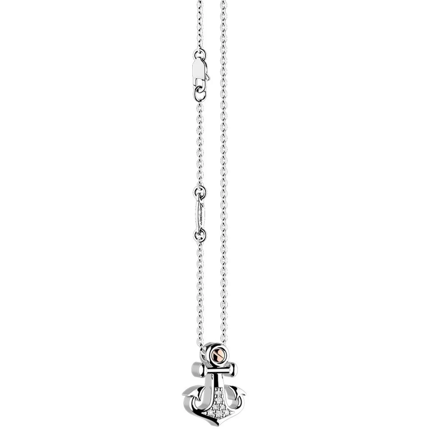 Zancan Gioielli Collana Zancan In Argento Con Pendente Ad Ancora E Pietre Bianche.> Collane