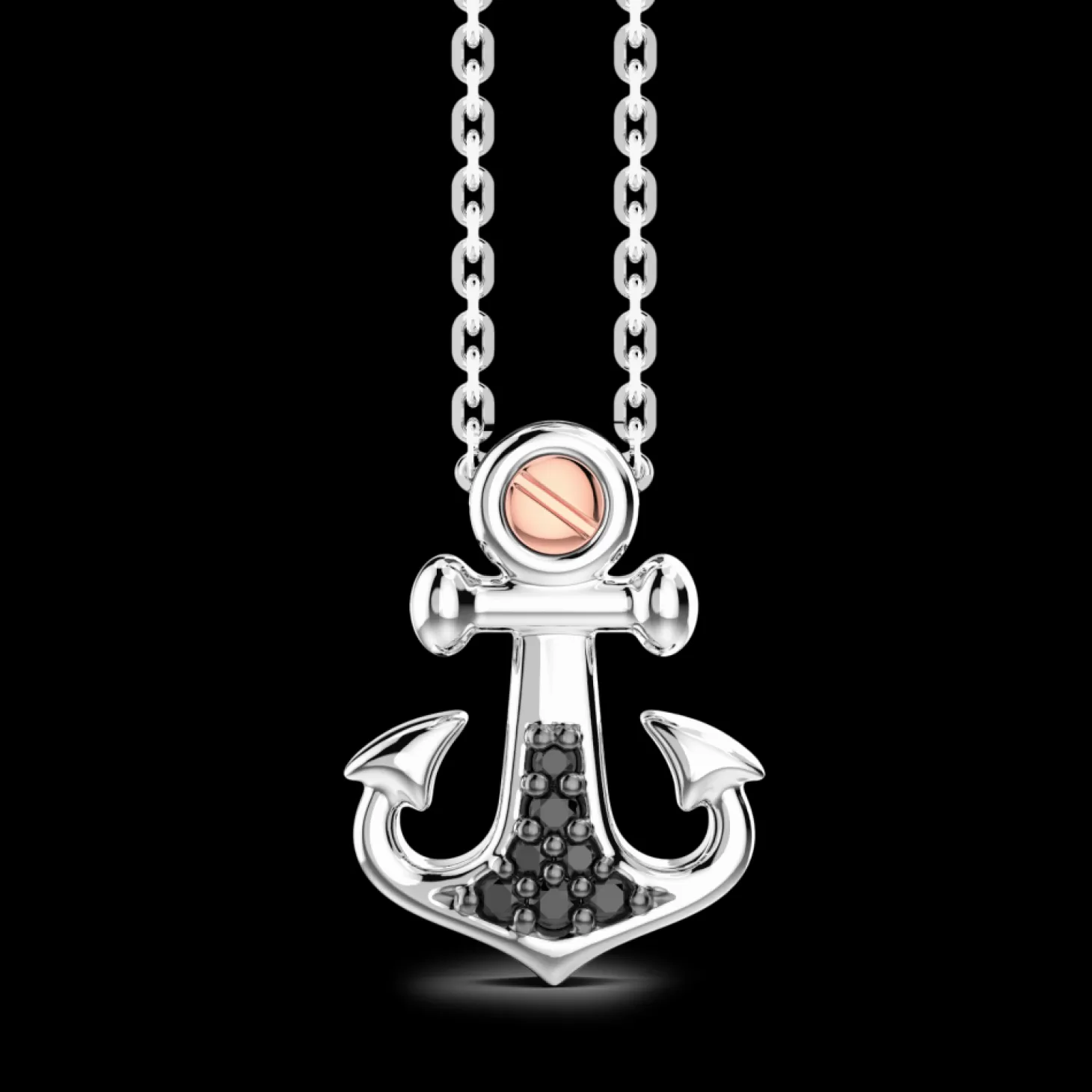 Zancan Gioielli Collana Zancan In Argento Con Pendente Ad Ancora E Pietre Nere.> Collane