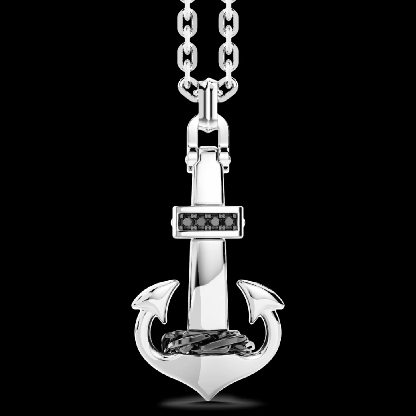 Zancan Gioielli Collana Zancan In Argento Con Pendente Ad Ancora E Pietre Nere.> Collane