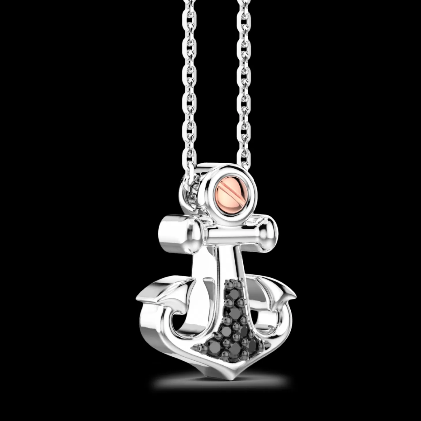 Zancan Gioielli Collana Zancan In Argento Con Pendente Ad Ancora E Pietre Nere.> Collane