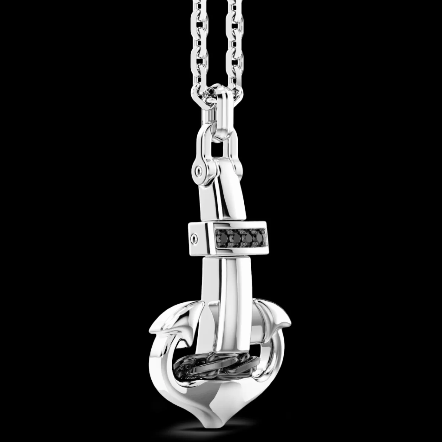 Zancan Gioielli Collana Zancan In Argento Con Pendente Ad Ancora E Pietre Nere.> Collane