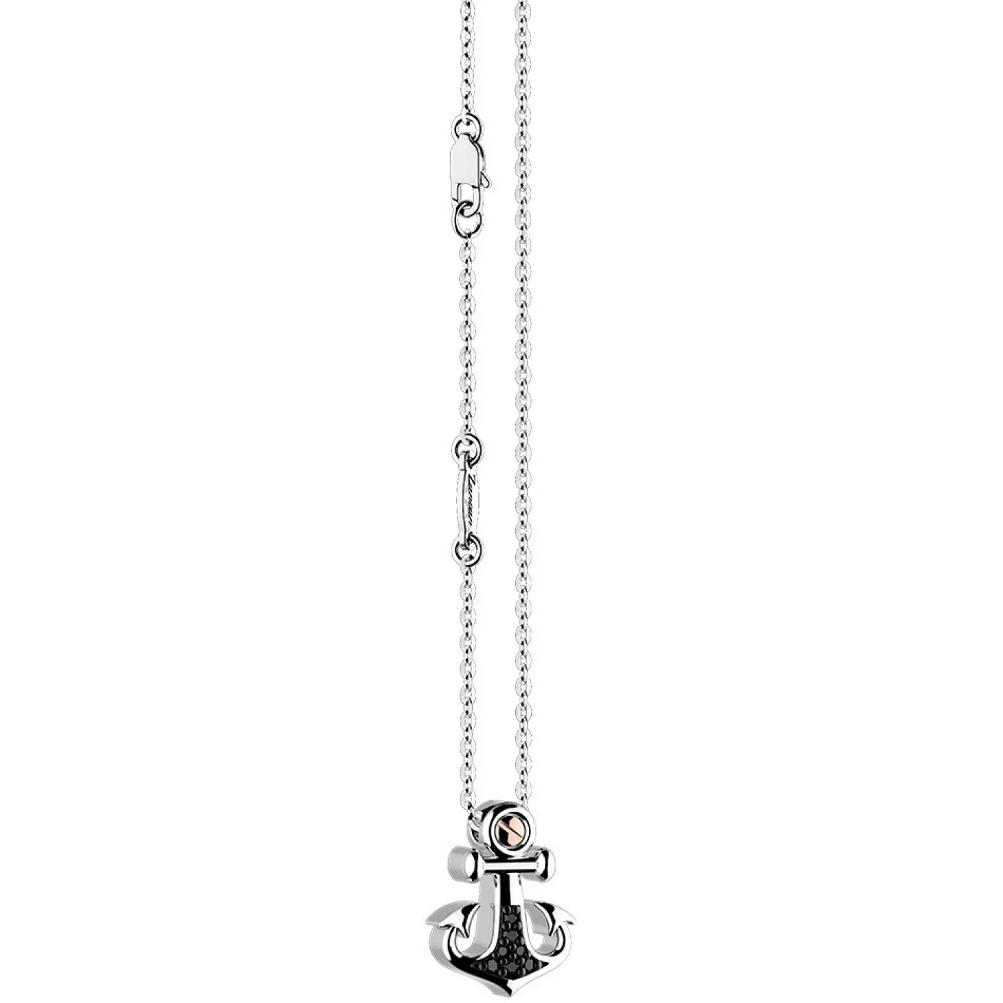 Zancan Gioielli Collana Zancan In Argento Con Pendente Ad Ancora E Pietre Nere.> Collane