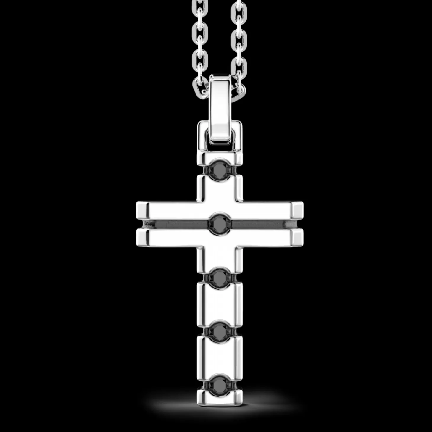 Zancan Gioielli Collana Zancan In Argento Con Pendente Croce E Pietre Nere.> Collane