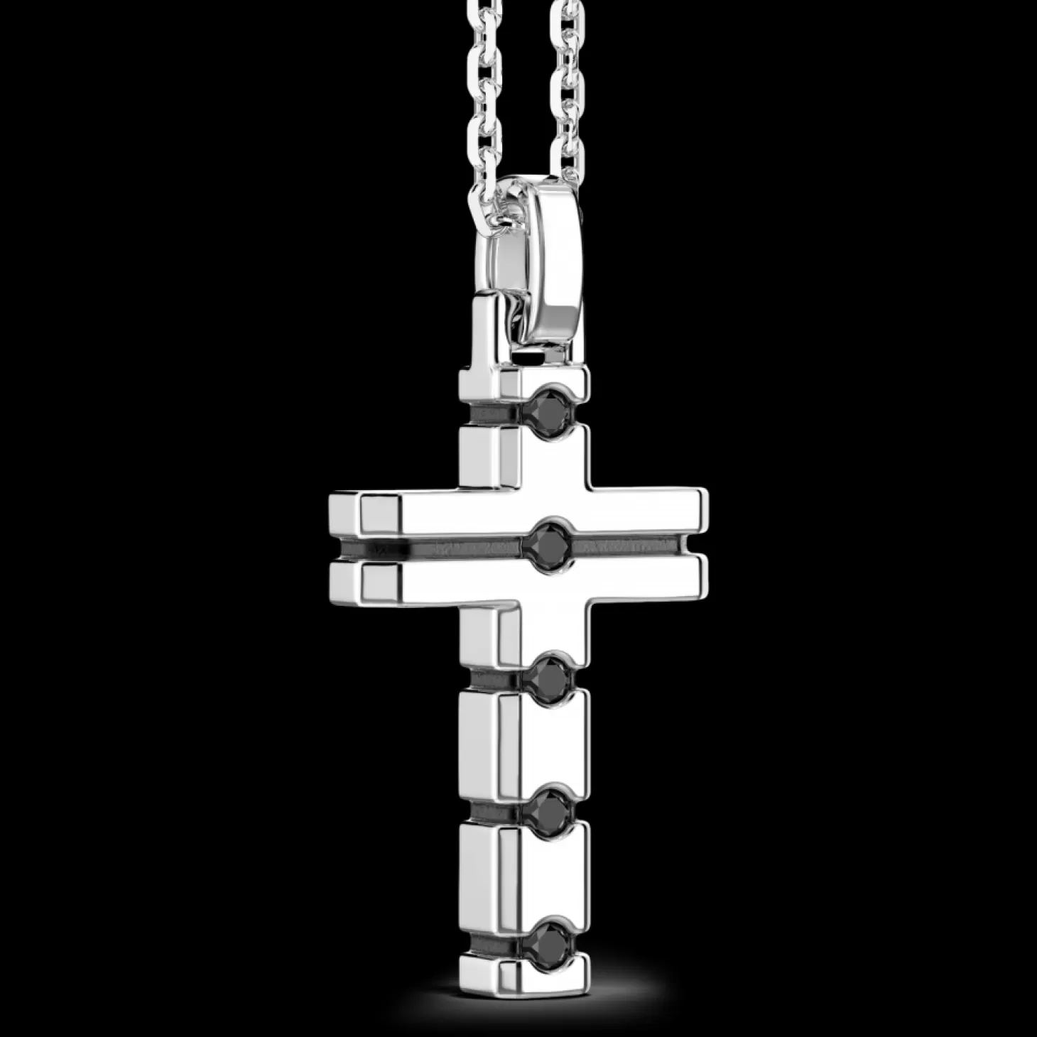 Zancan Gioielli Collana Zancan In Argento Con Pendente Croce E Pietre Nere.> Collane