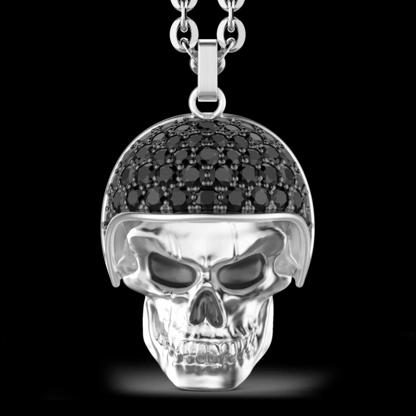 Zancan Gioielli Collana Zancan In Argento Con Pendente Teschio Biker Con Pietre Nere.> Collane