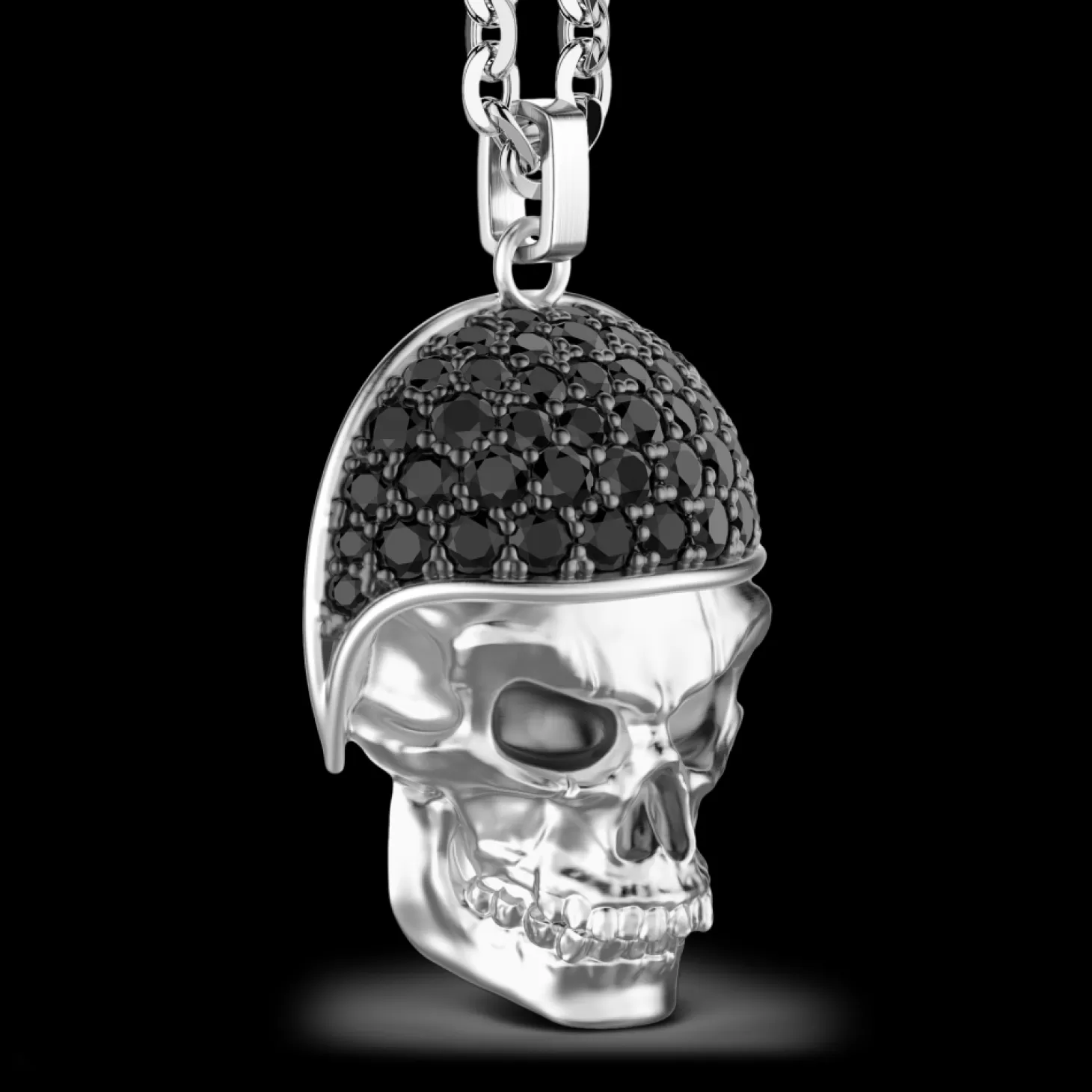 Zancan Gioielli Collana Zancan In Argento Con Pendente Teschio Biker Con Pietre Nere.> Collane