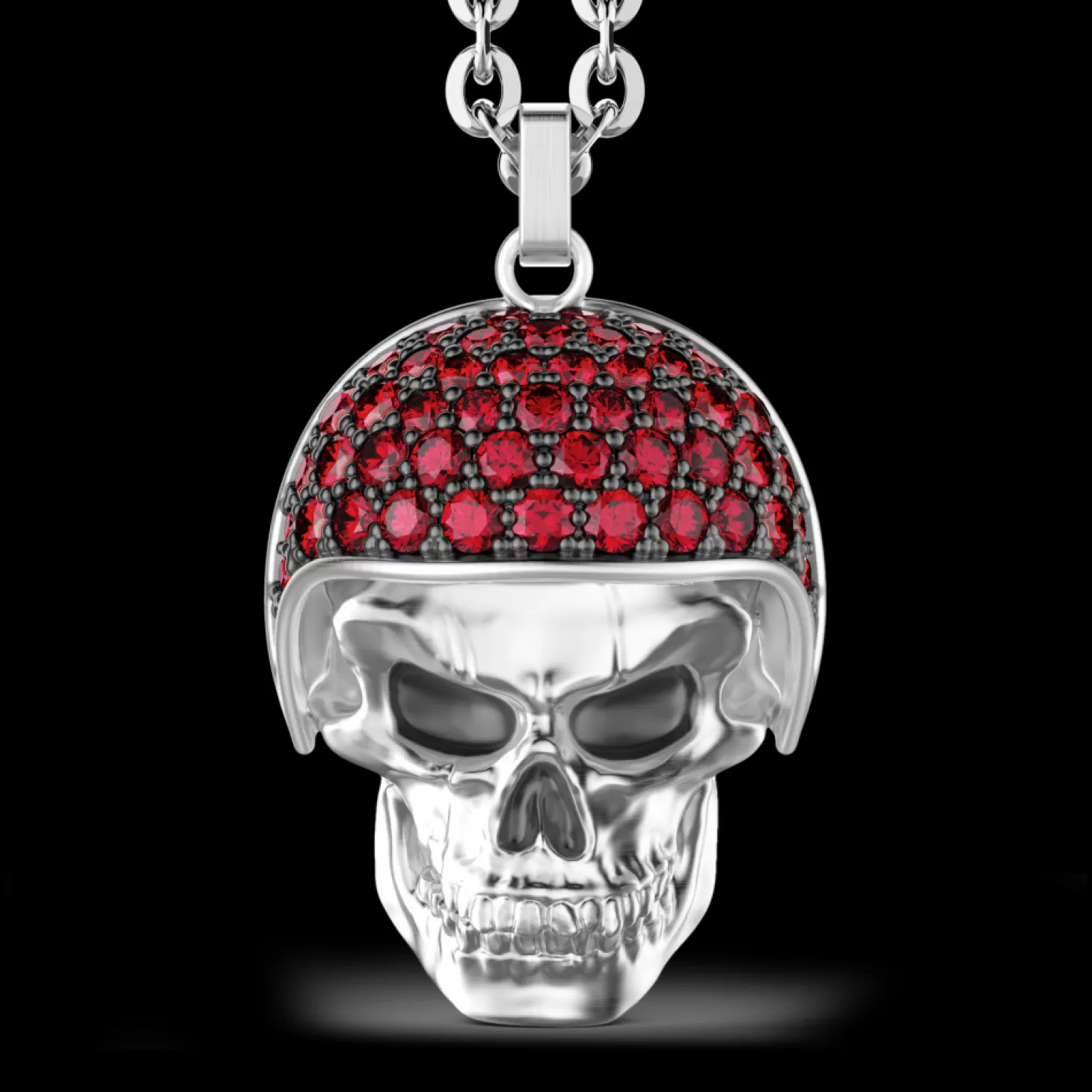 Zancan Gioielli Collana Zancan In Argento Con Pendente Teschio Biker Con Pietre Rosse.> Collane