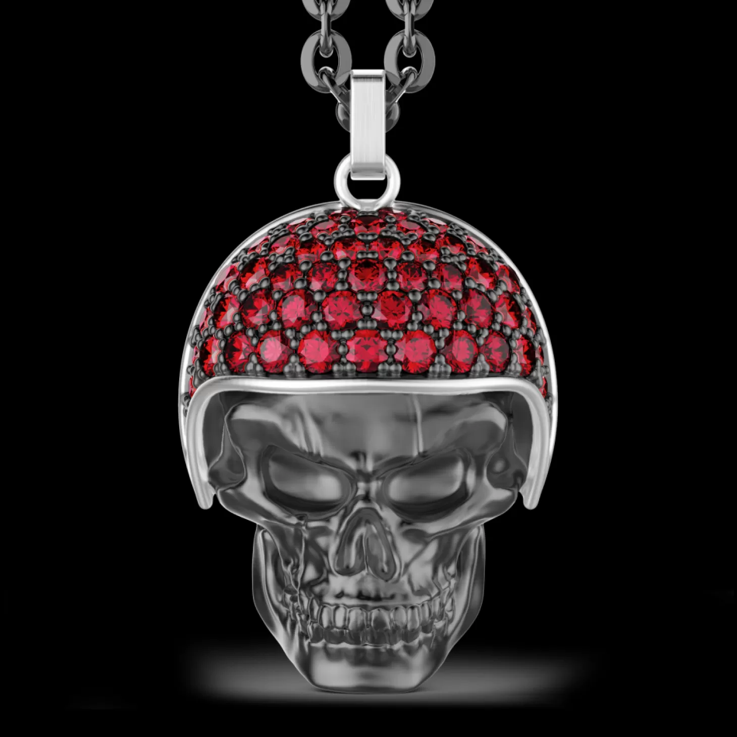Zancan Gioielli Collana Zancan In Argento Con Pendente Teschio Biker Con Pietre Rosse.> Collane