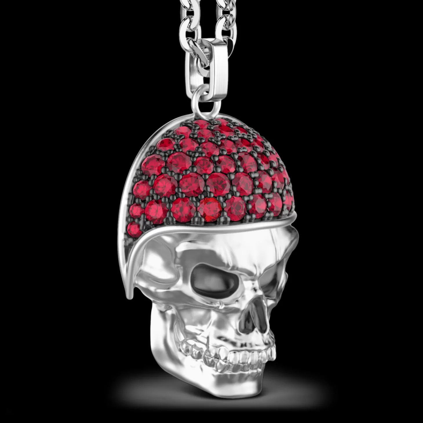 Zancan Gioielli Collana Zancan In Argento Con Pendente Teschio Biker Con Pietre Rosse.> Collane