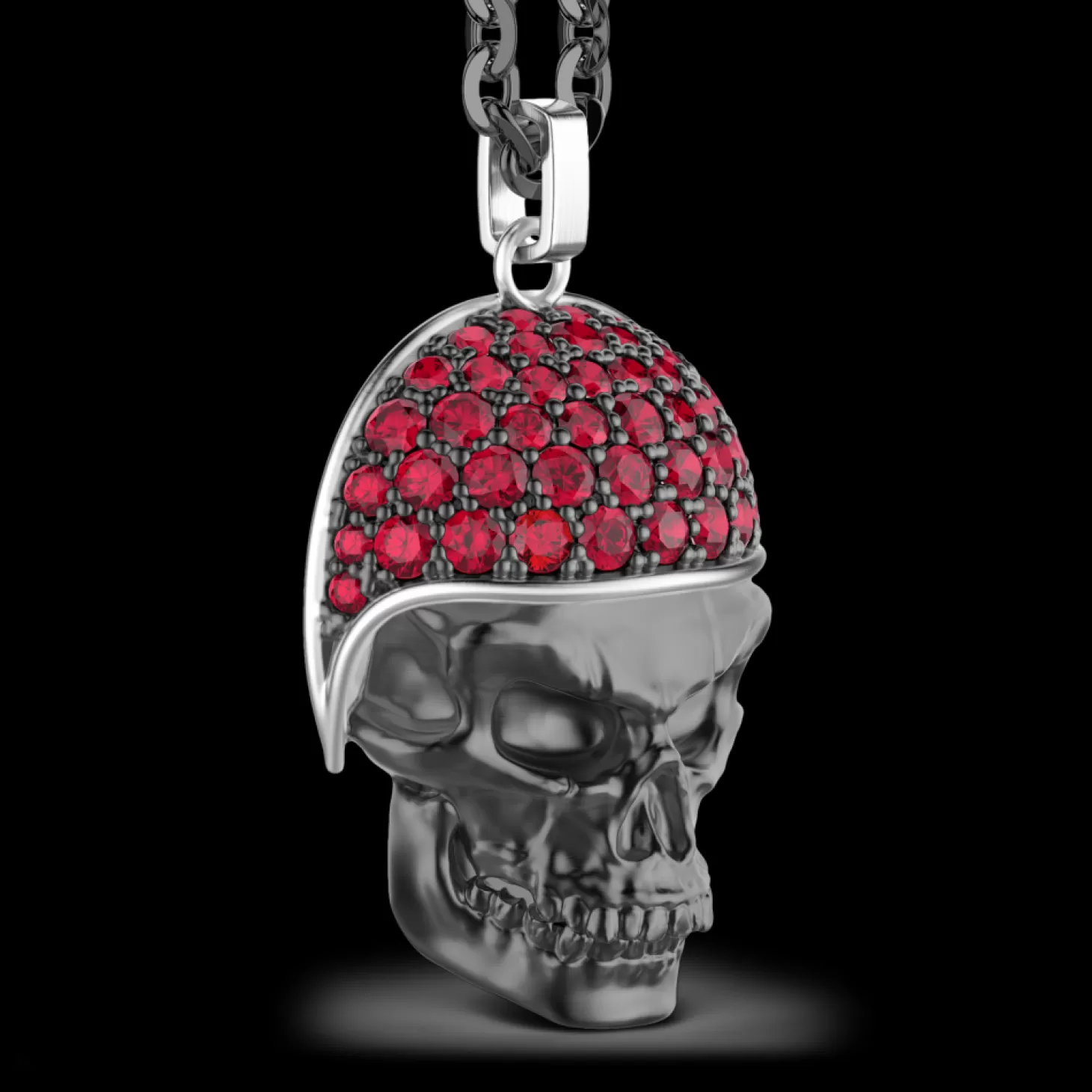 Zancan Gioielli Collana Zancan In Argento Con Pendente Teschio Biker Con Pietre Rosse.> Collane